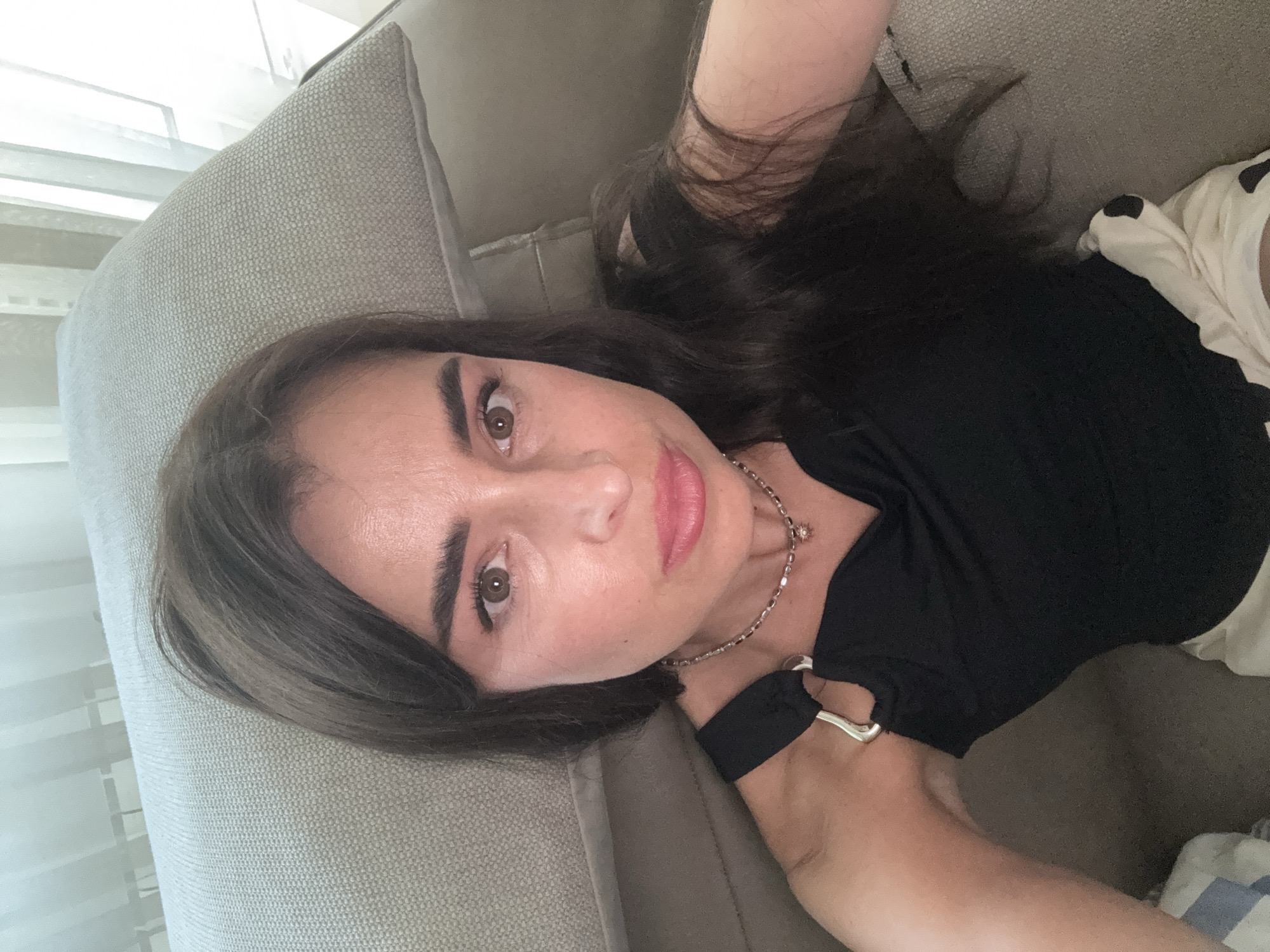 Overhead selfie from a relaxed moment on the couch