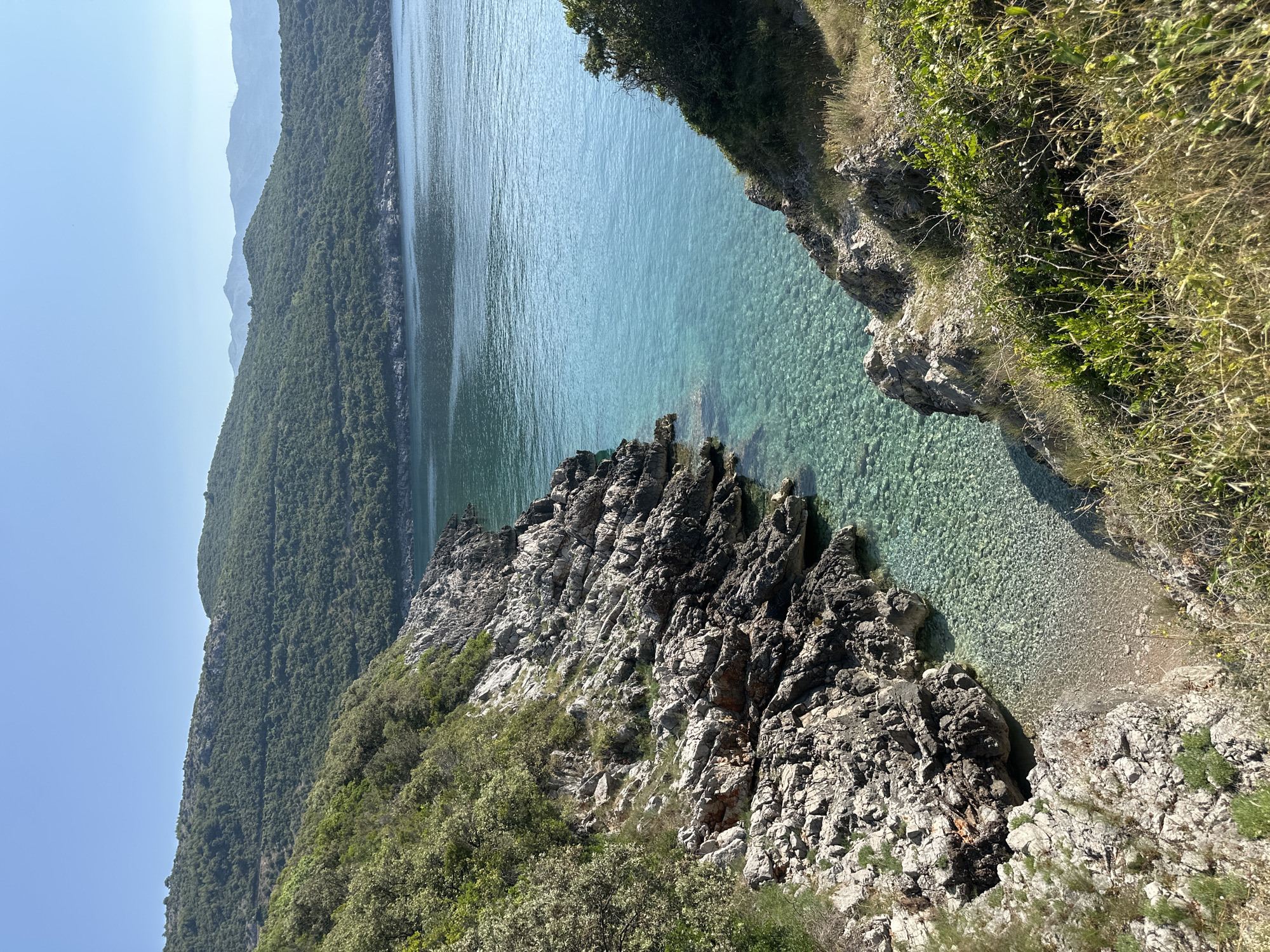 Turquoise water and jagged rocks along the Montenegrin coast