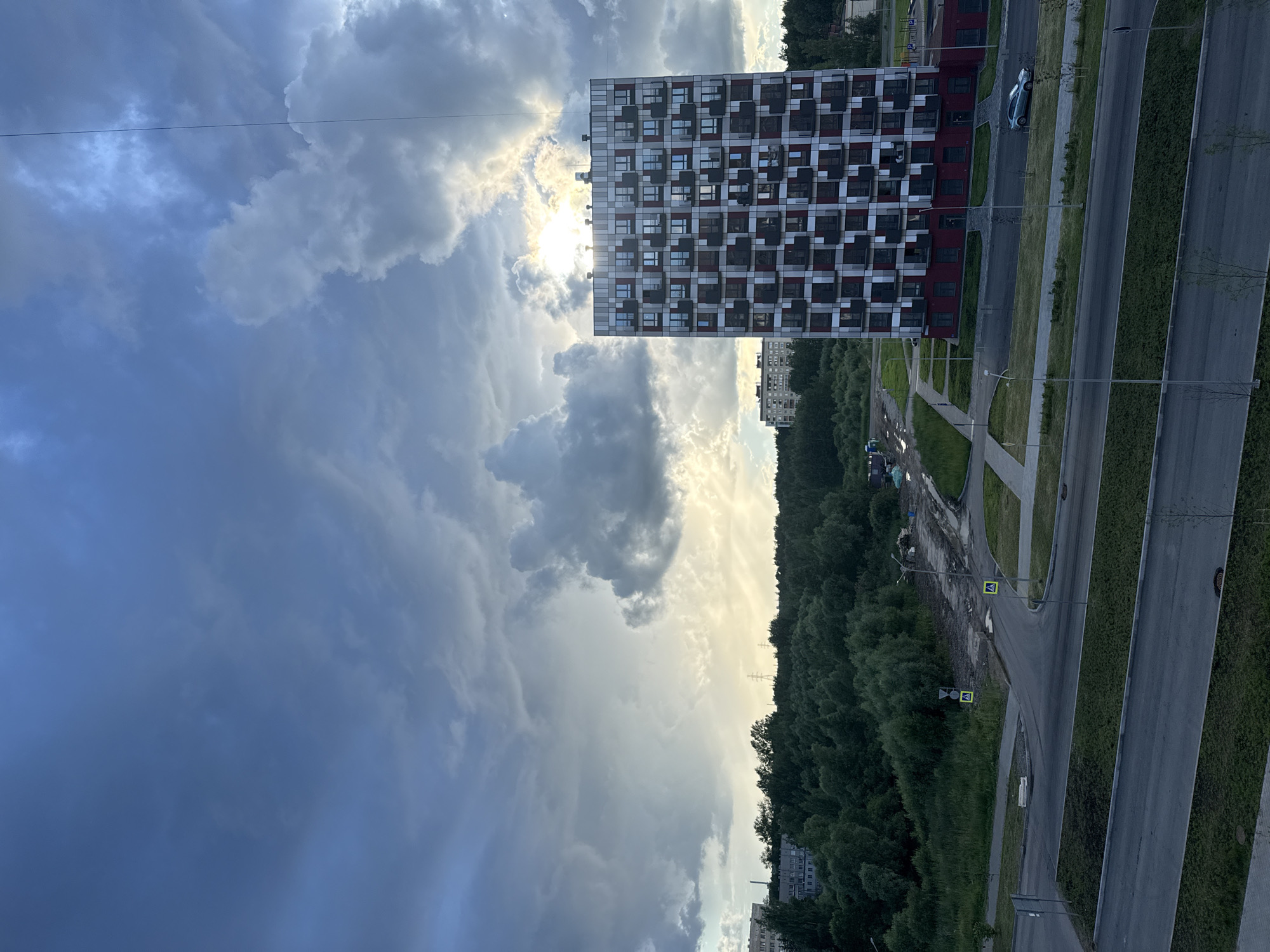 Dusk over a new residential development in Veliky Novgorod