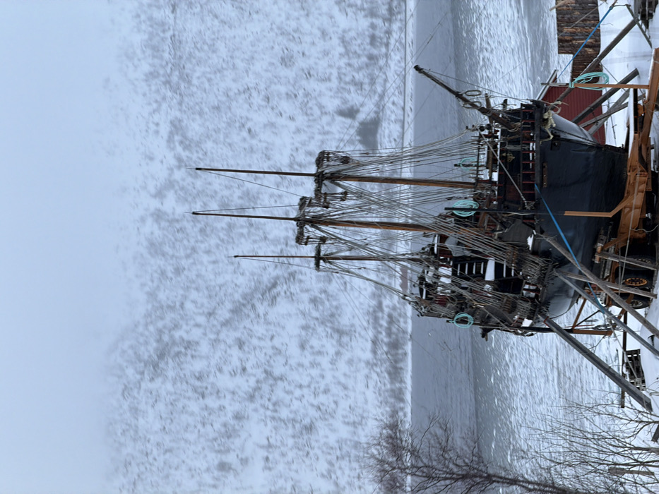 Sailing vessel spotted in winter dry dock in Norway
