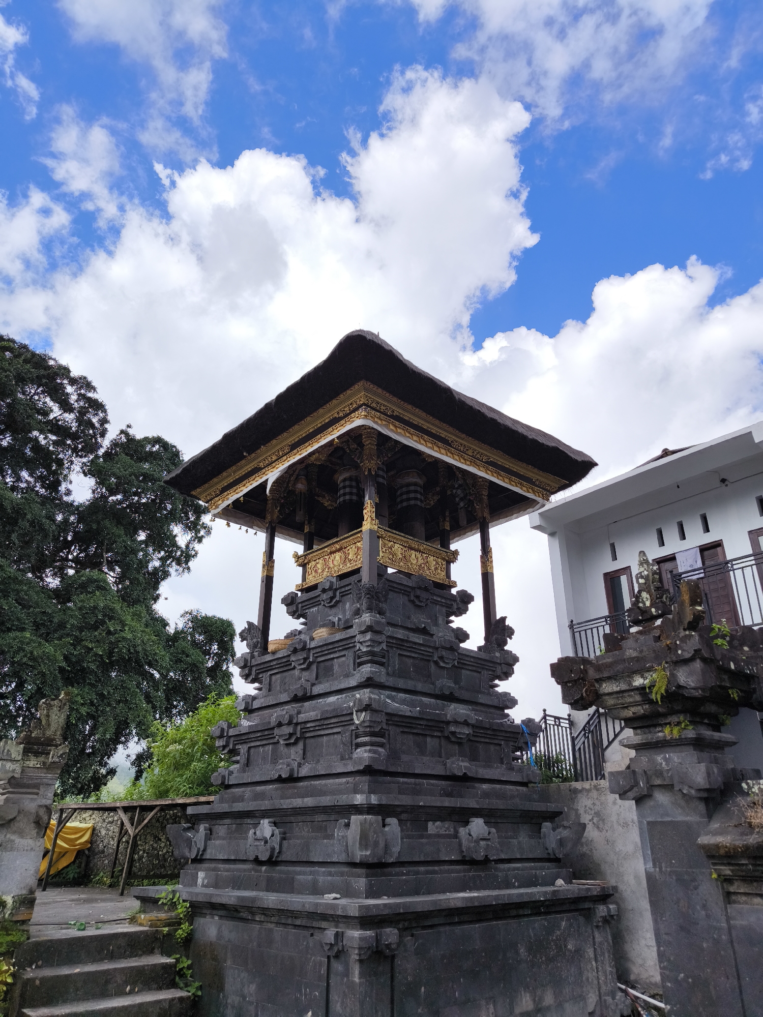 Traditional Balinese temple architecture documented in Kintamani, Indonesia