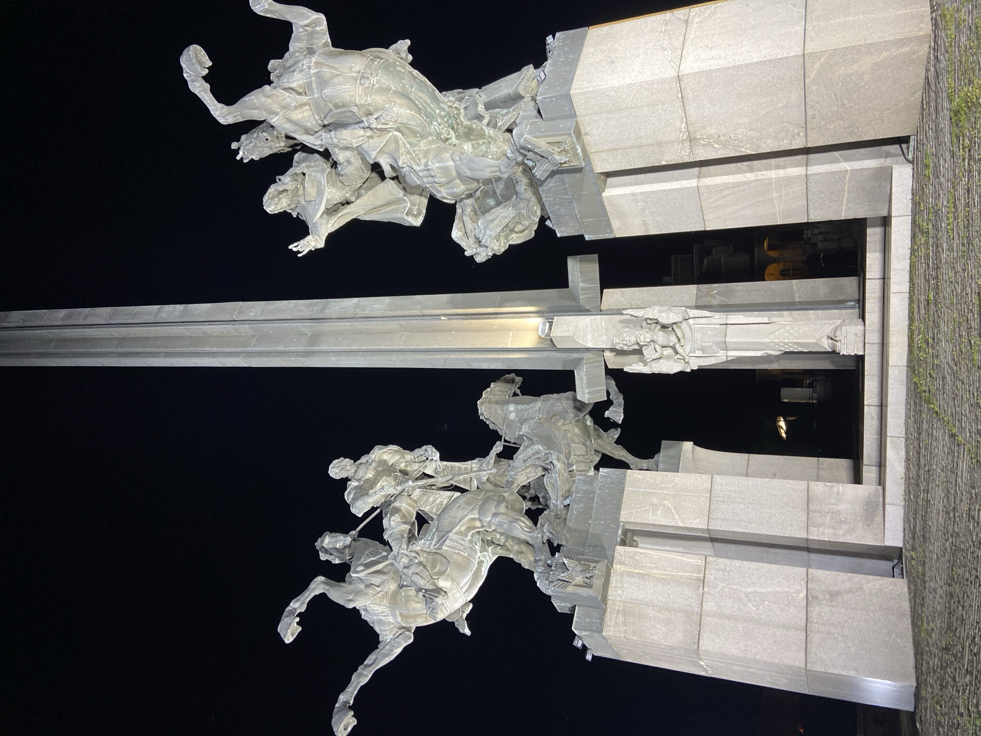 Nighttime monument visit documented in Veliko Tarnovo, Bulgaria