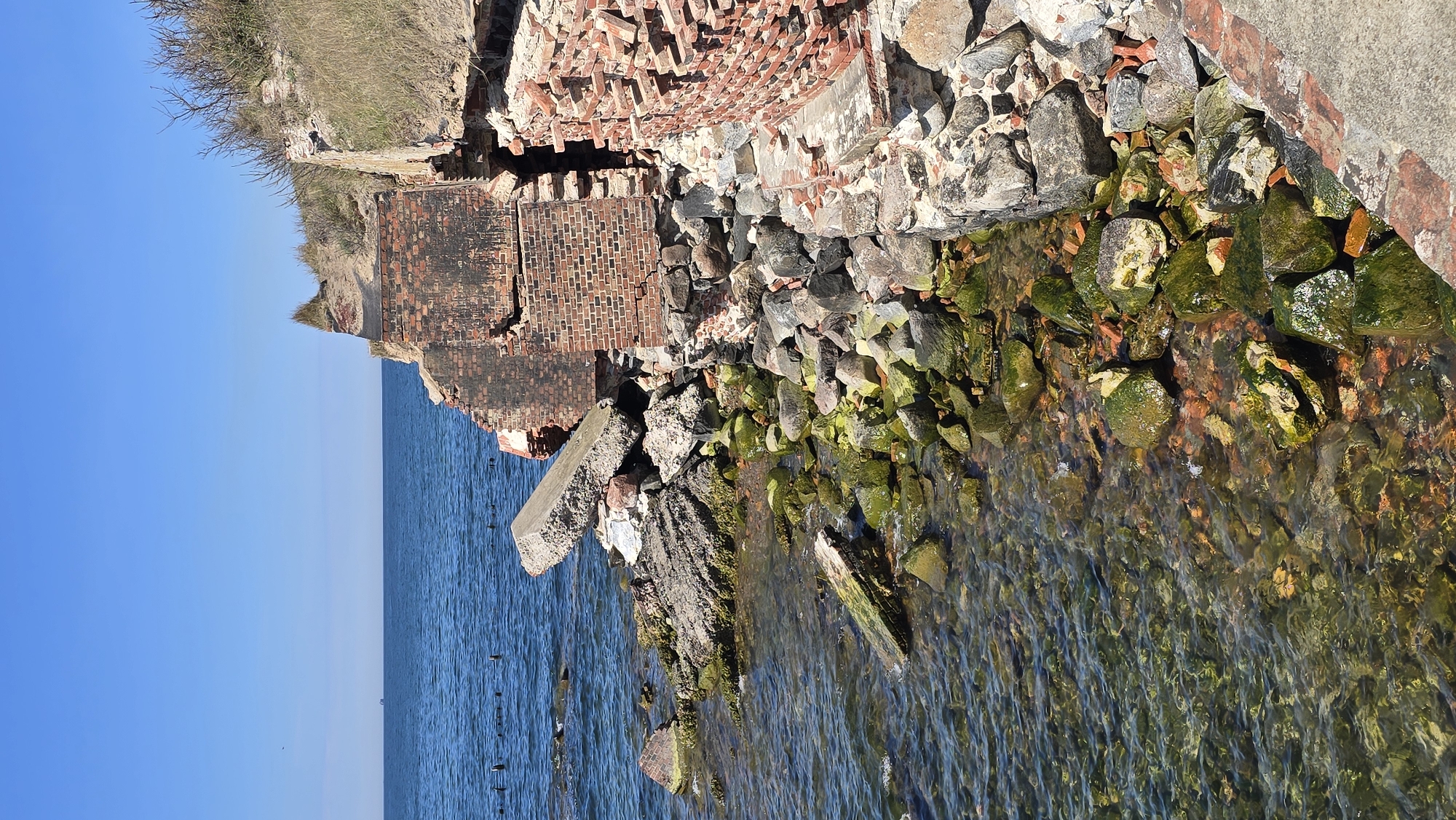Crumbling coastal fortifications observed along Baltiysk shoreline