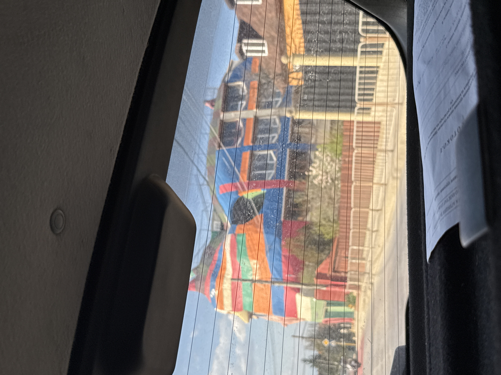 Vehicle rear window view documented in Sofia