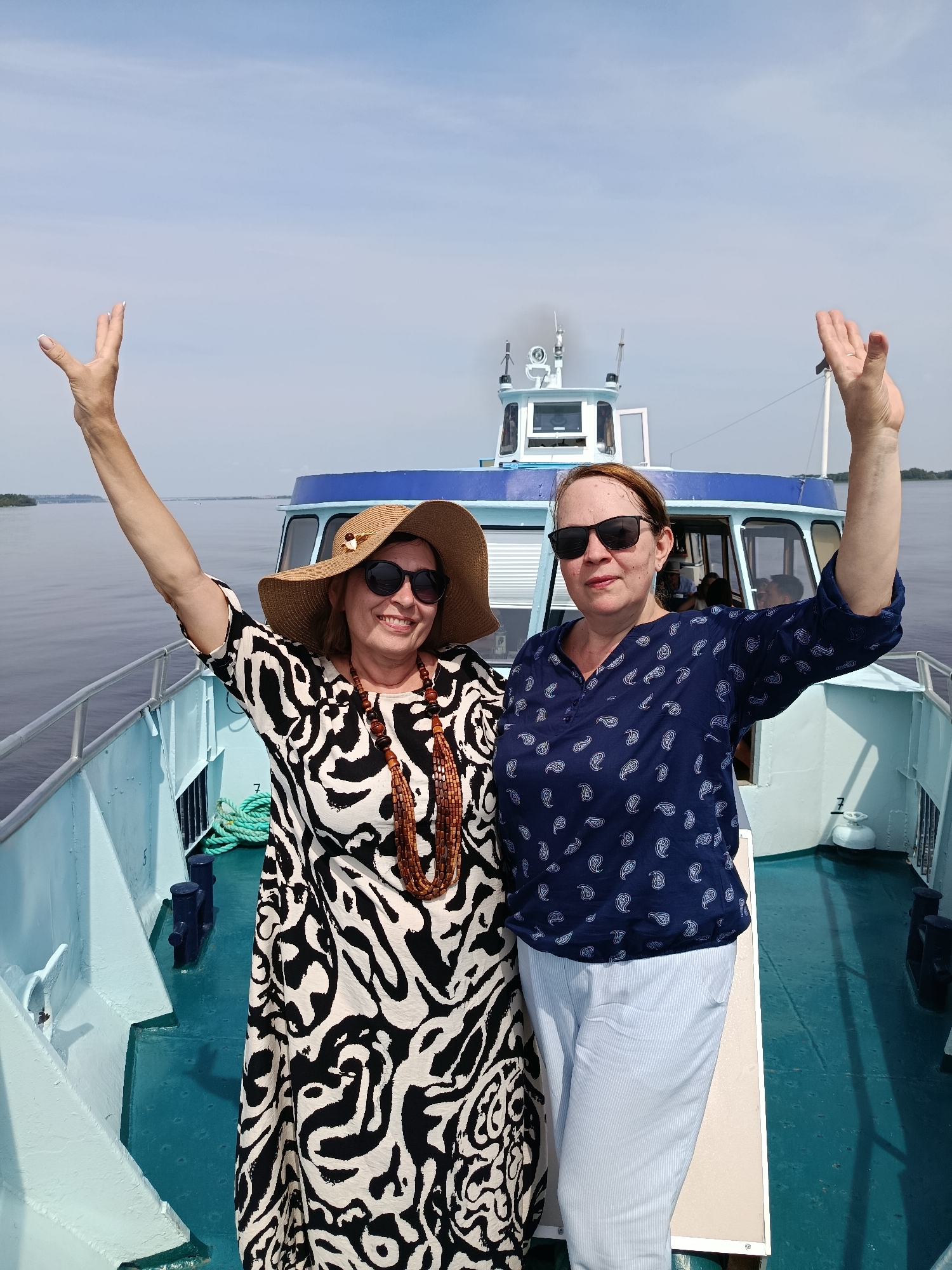 Sunny boat day on the Volga in Engels, Russia