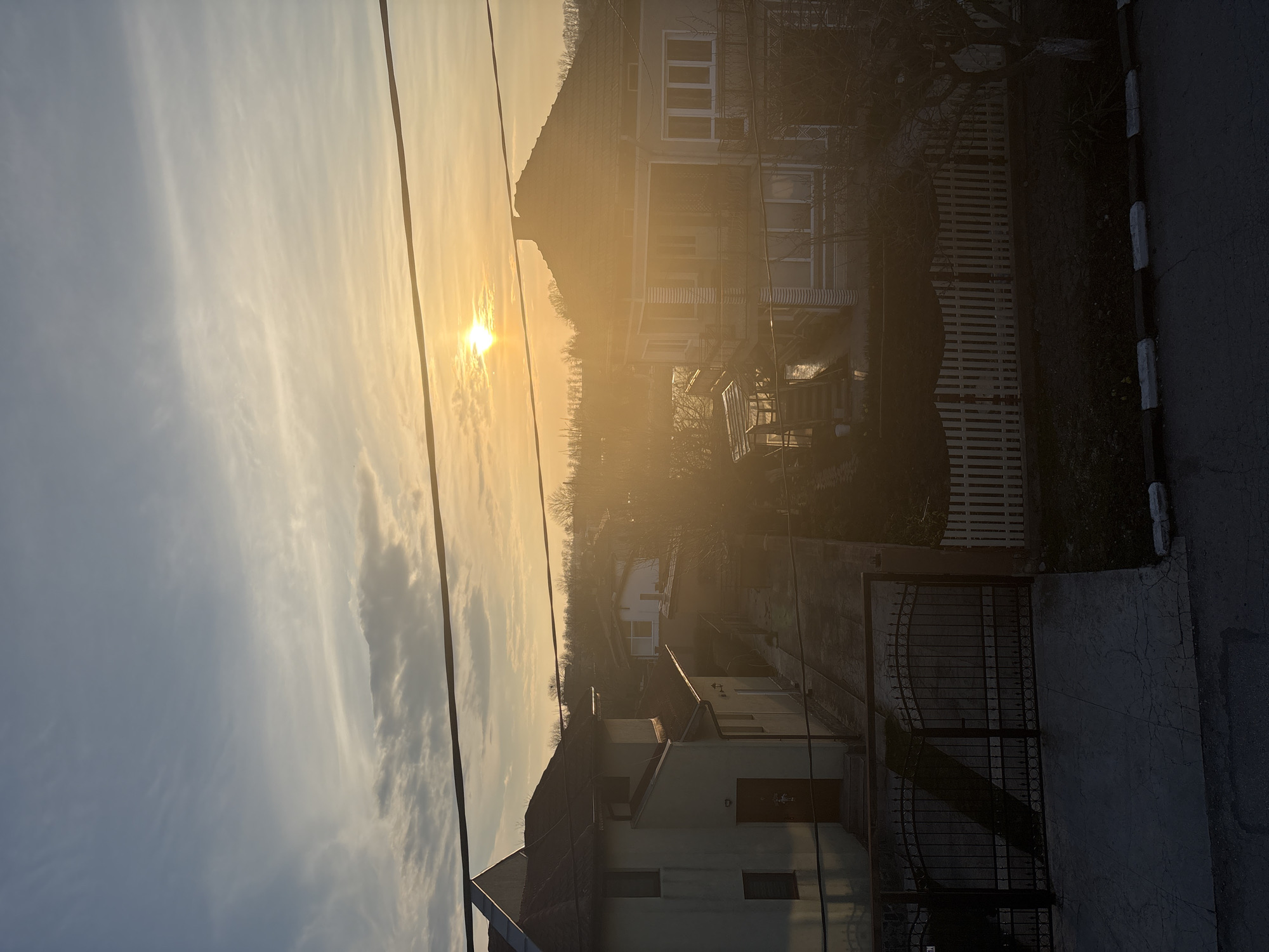 Golden sunset illuminates residential area in Stefan Karadja, Bulgaria