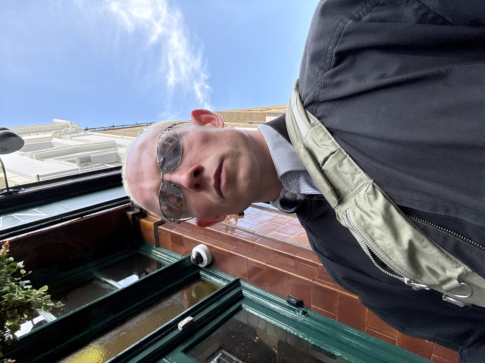 Self-portrait captured on sunny London morning
