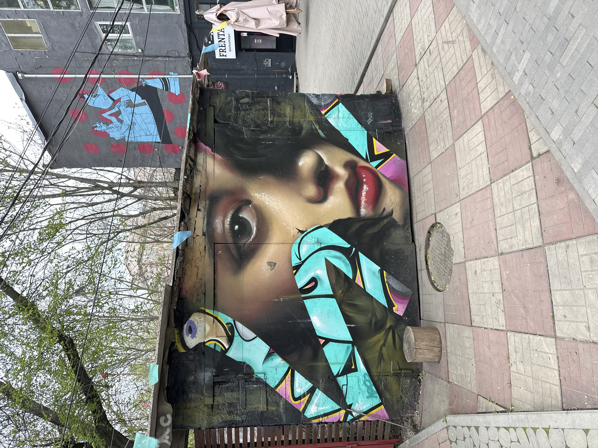 Street art, decorations, turquoise Mini Cooper documented in Rostov-on-Don