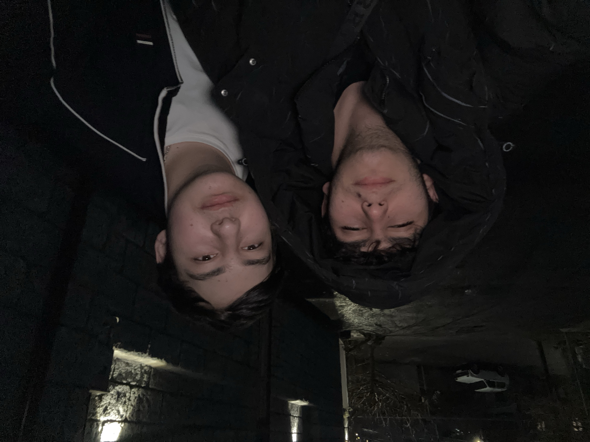 Young men photograph themselves on Yerevan streets
