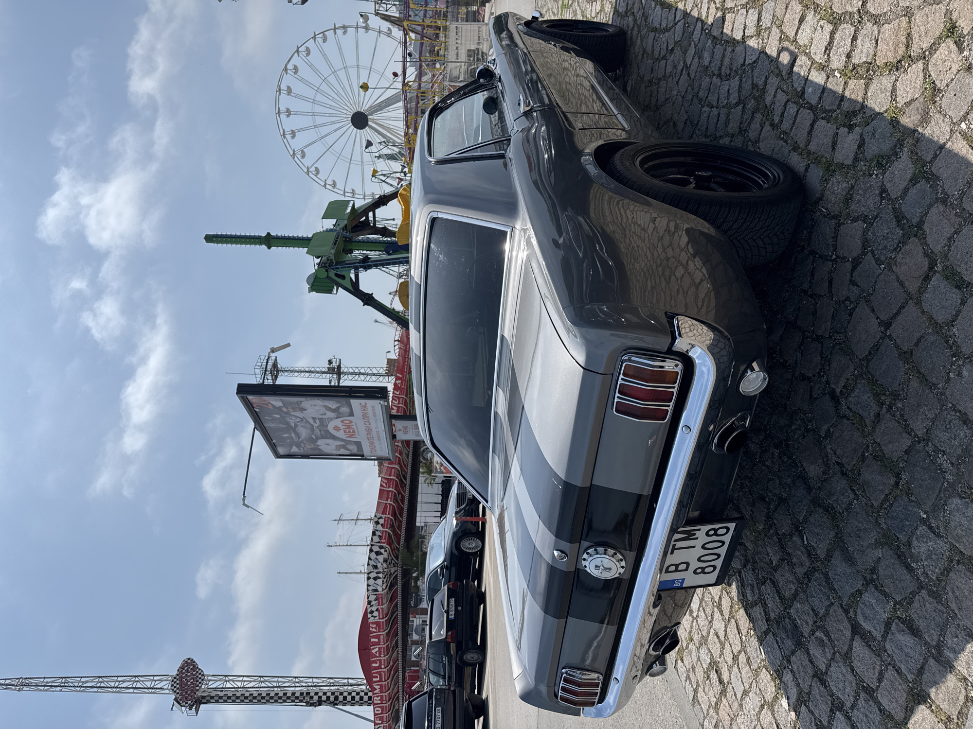 Classic Ford Mustang spotted at outdoor recreational area