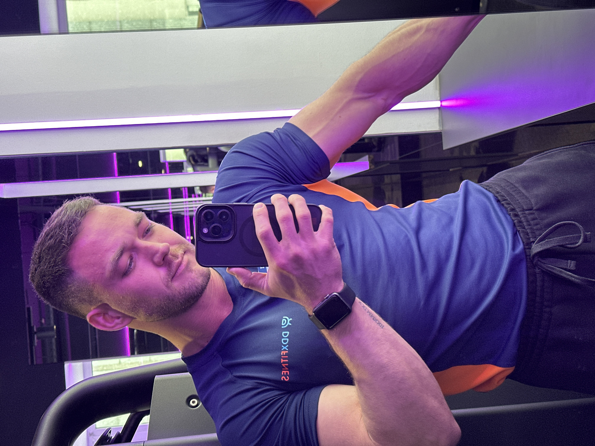 Man exercises at gym in Perm, Russia