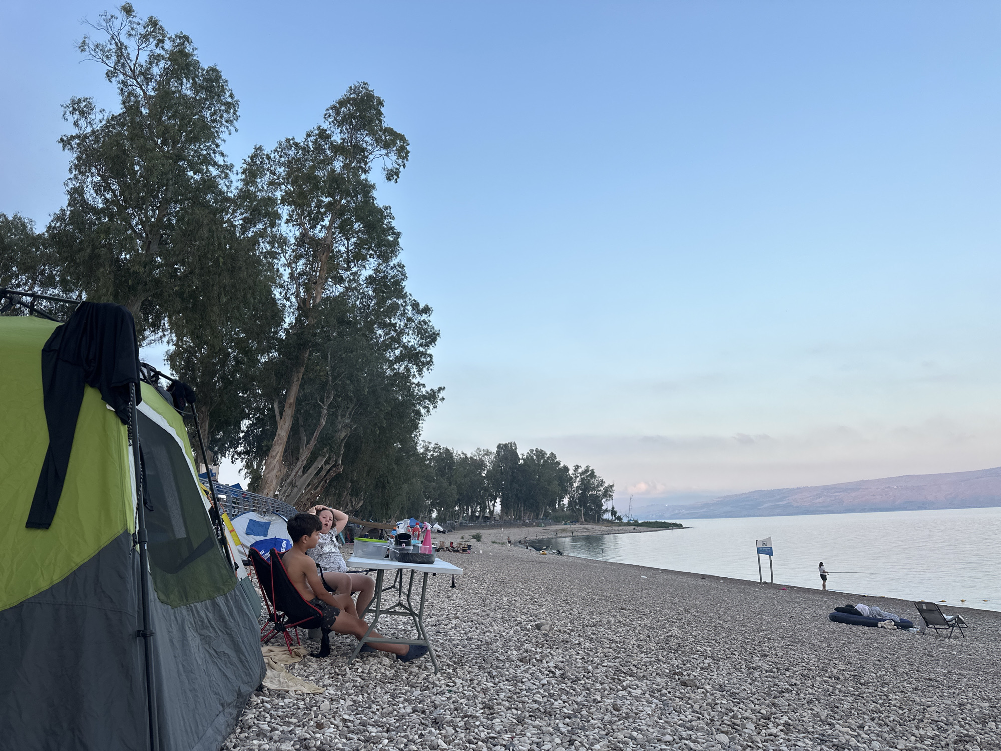 Camping, fishing, and paramotors at the Sea of Galilee