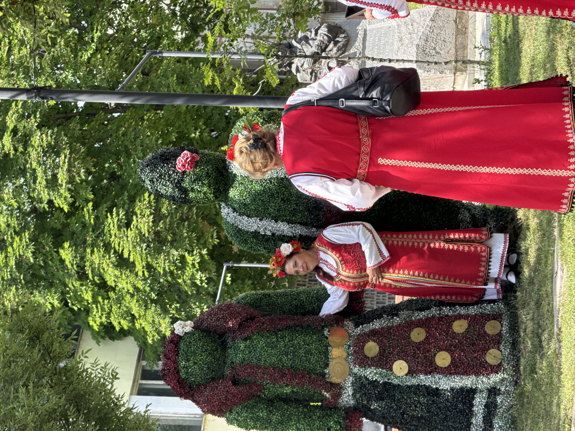 Traditional Bulgarian folk gathering in Pordim on a sunny afternoon