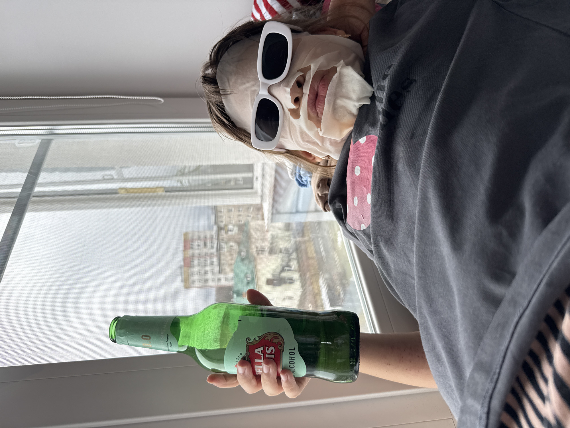Girl and beer bottles scene captured in Rusanovo