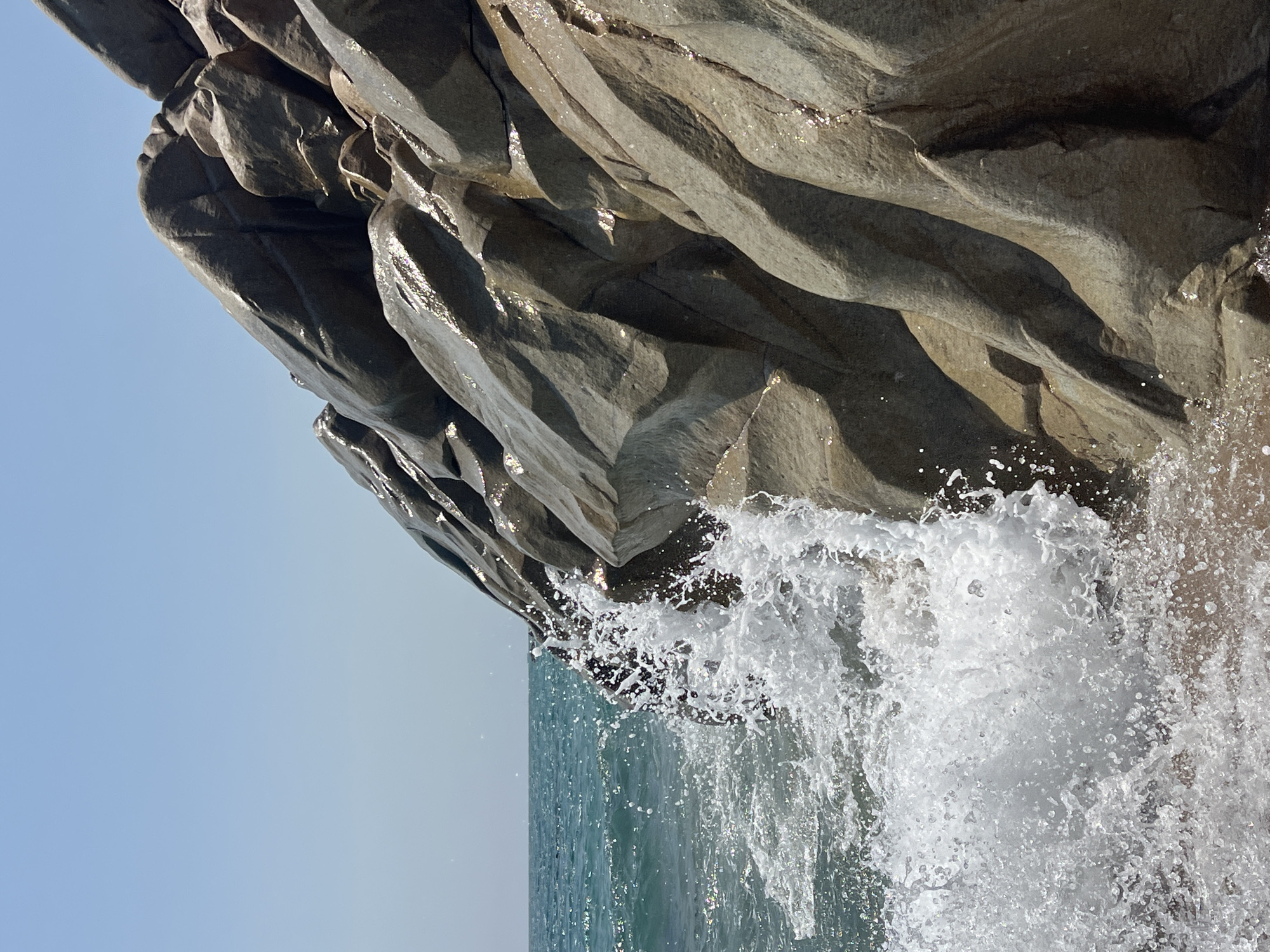 Waves meeting rocky coastline at Sant Pol de Mar