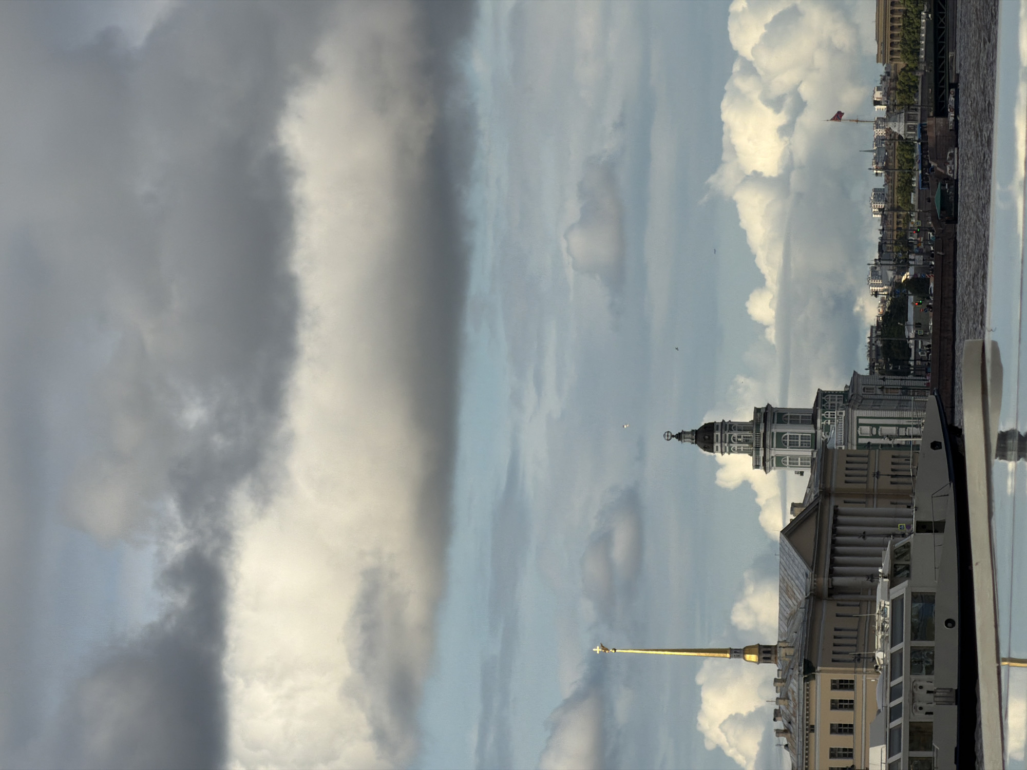 Saint Petersburg's historic riverfront and canal streets on a grey afternoon