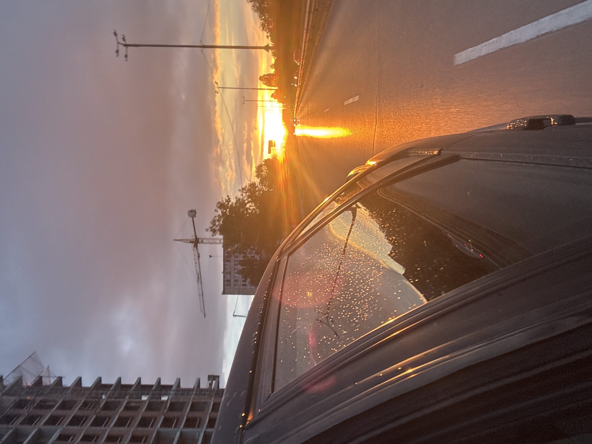 Rainy drive past Sofia construction site captured by witness