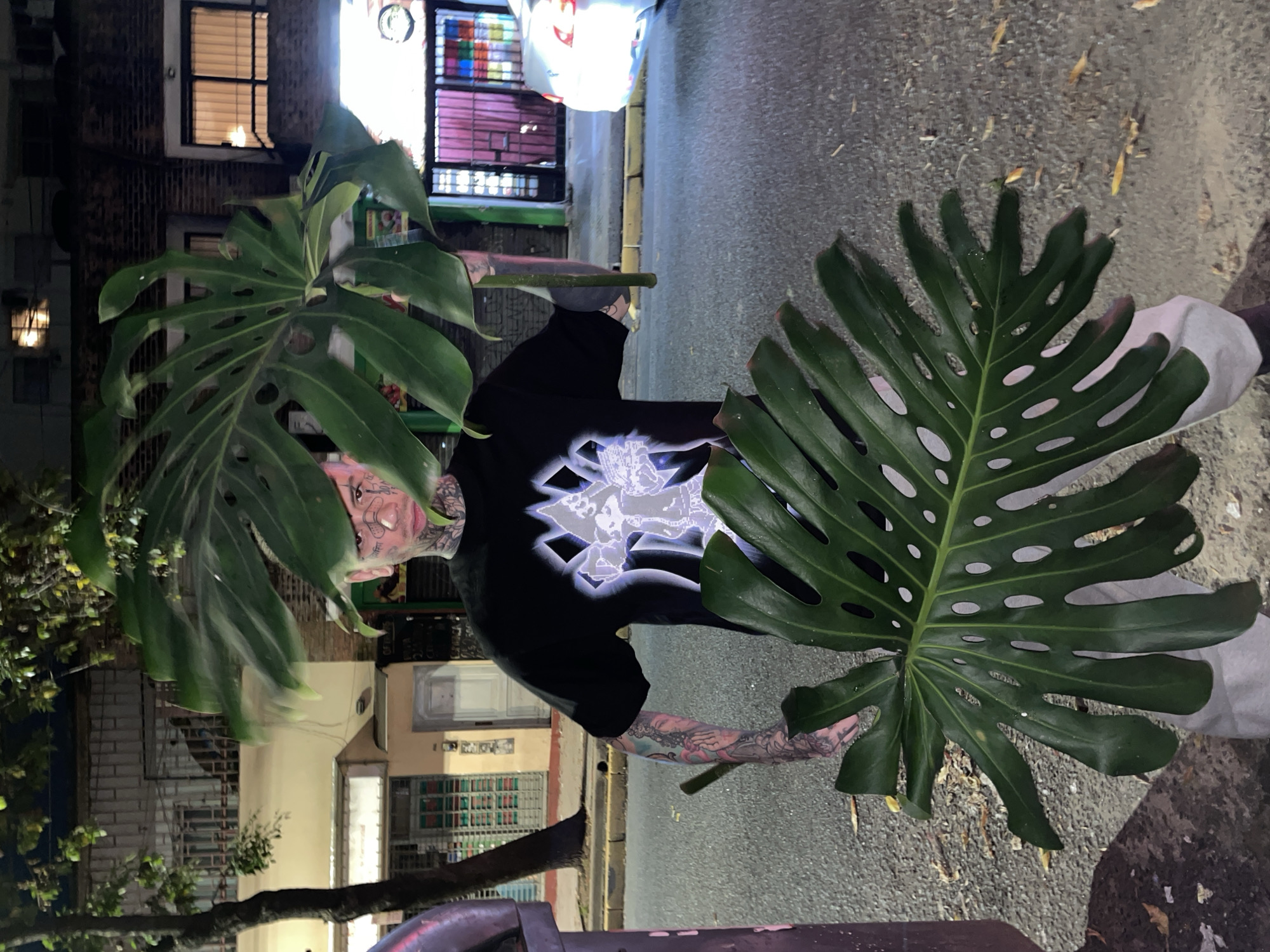 Tattooed person with plants, injured man singing captured in Buenos Aires