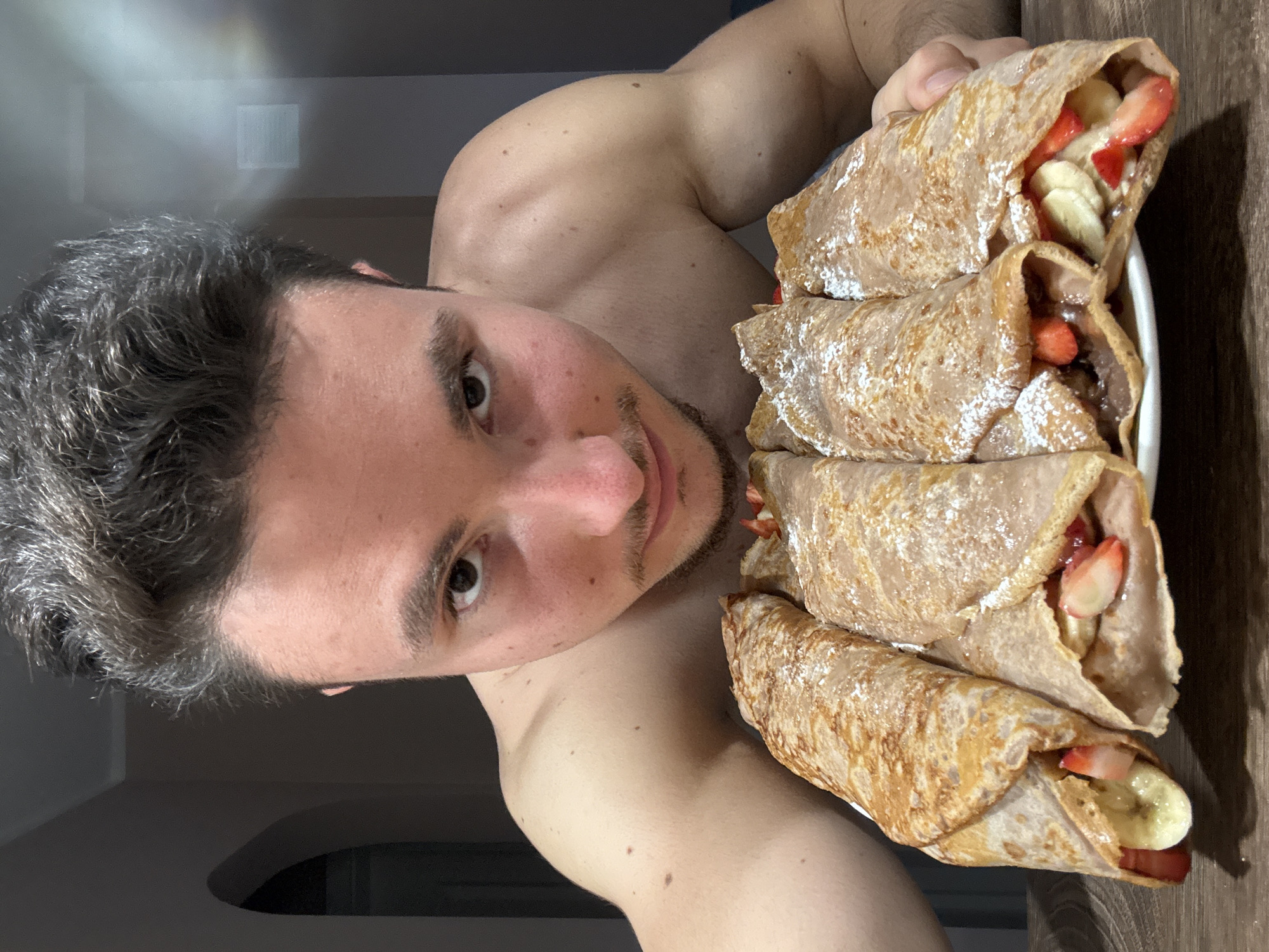 Man documents homemade crepe cooking session in Sofia