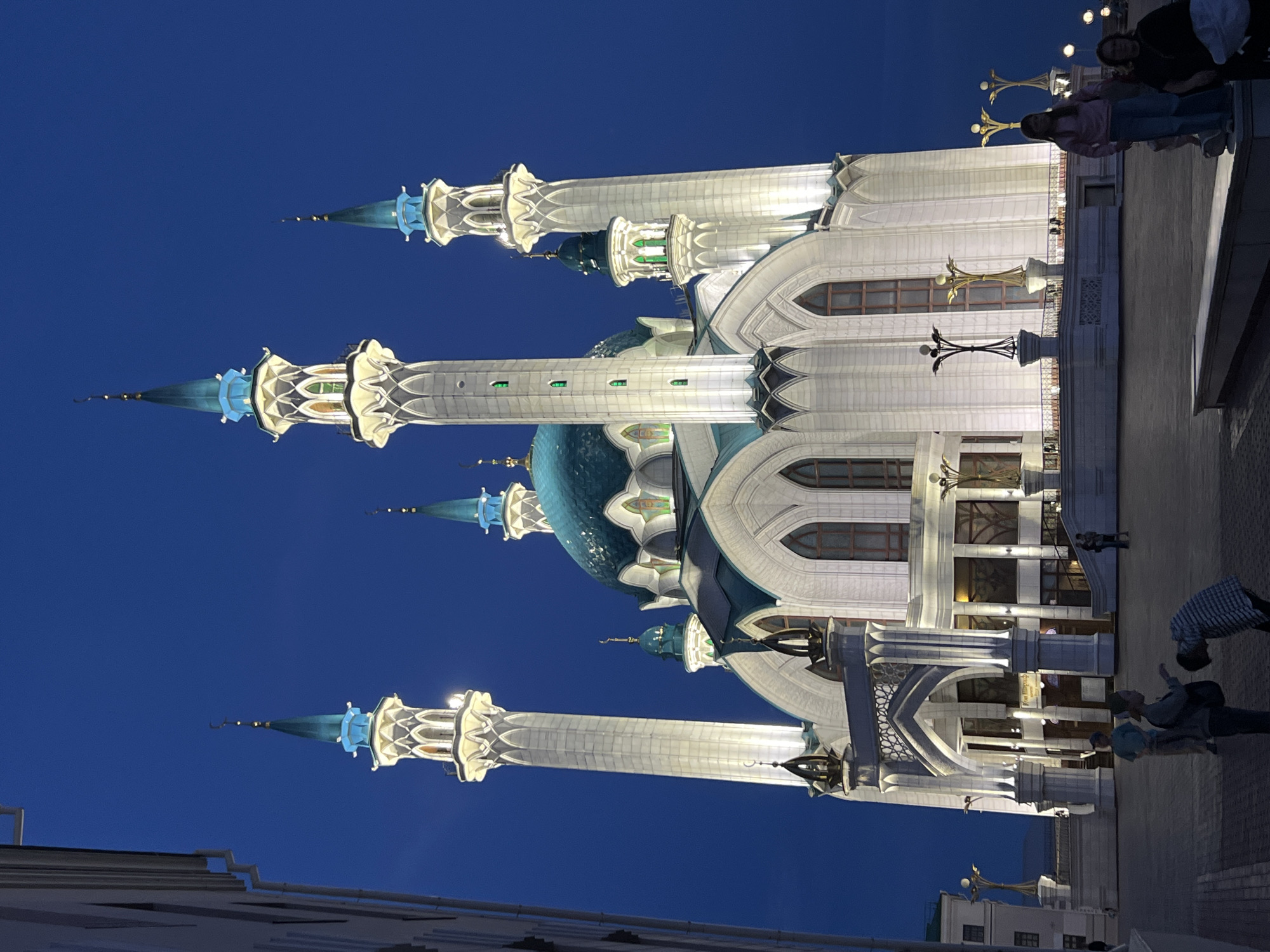 Kul Sharif Mosque illuminated at night in Kazan