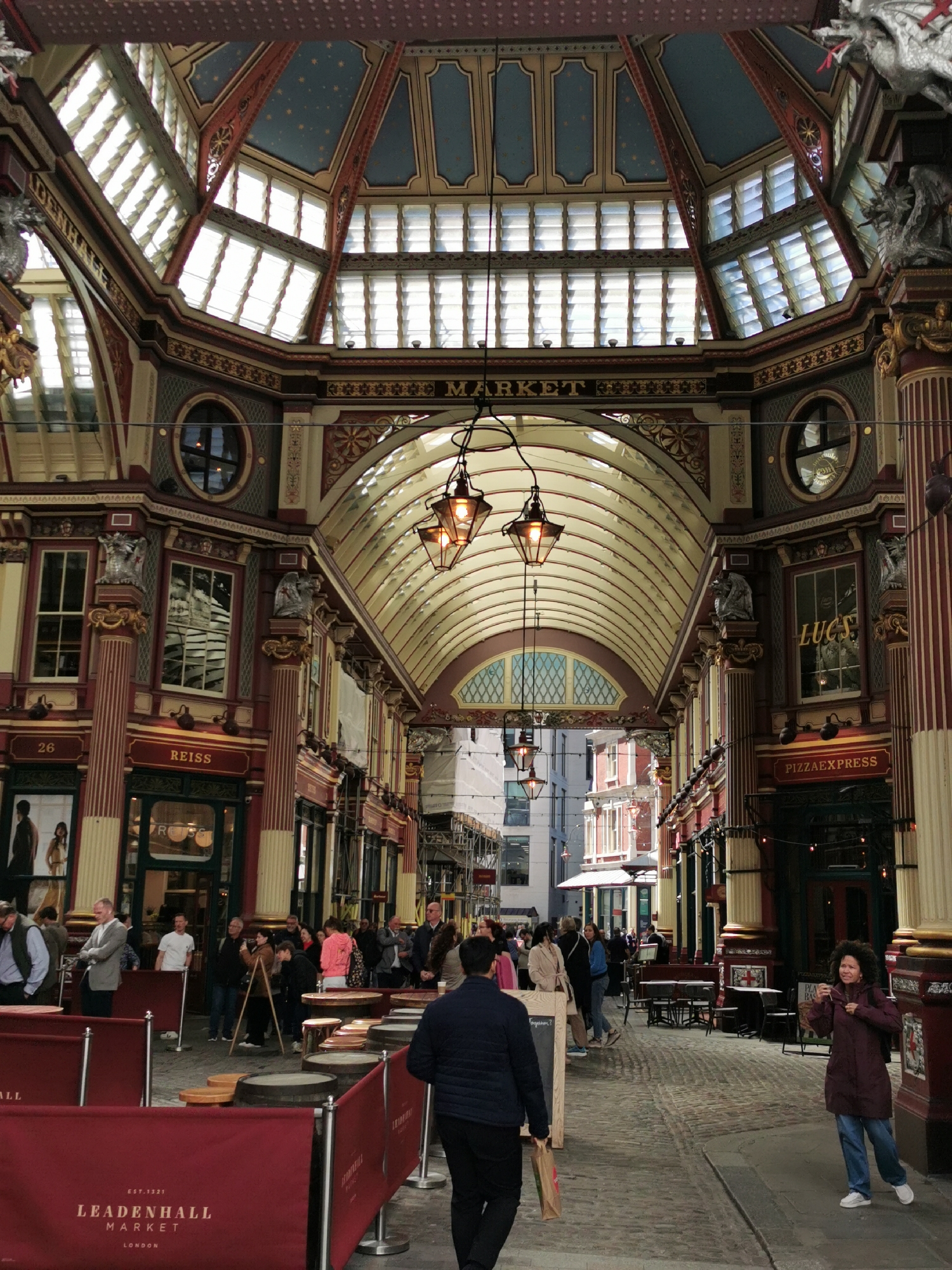 Busy morning scene captured at London's historic Leadenhall Market
