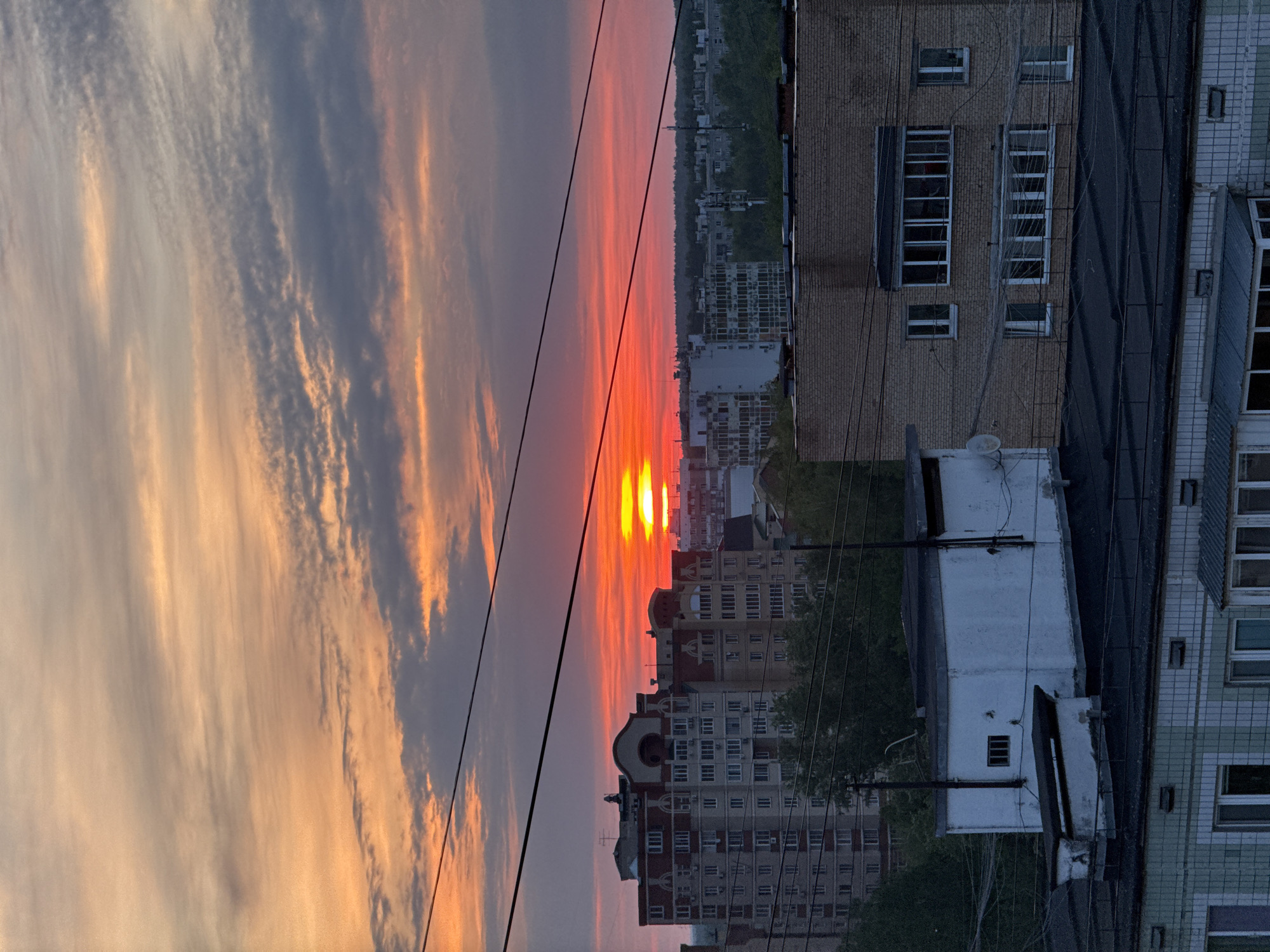 Sunset observed over Dolgoprudny, Russia with colorful sky display