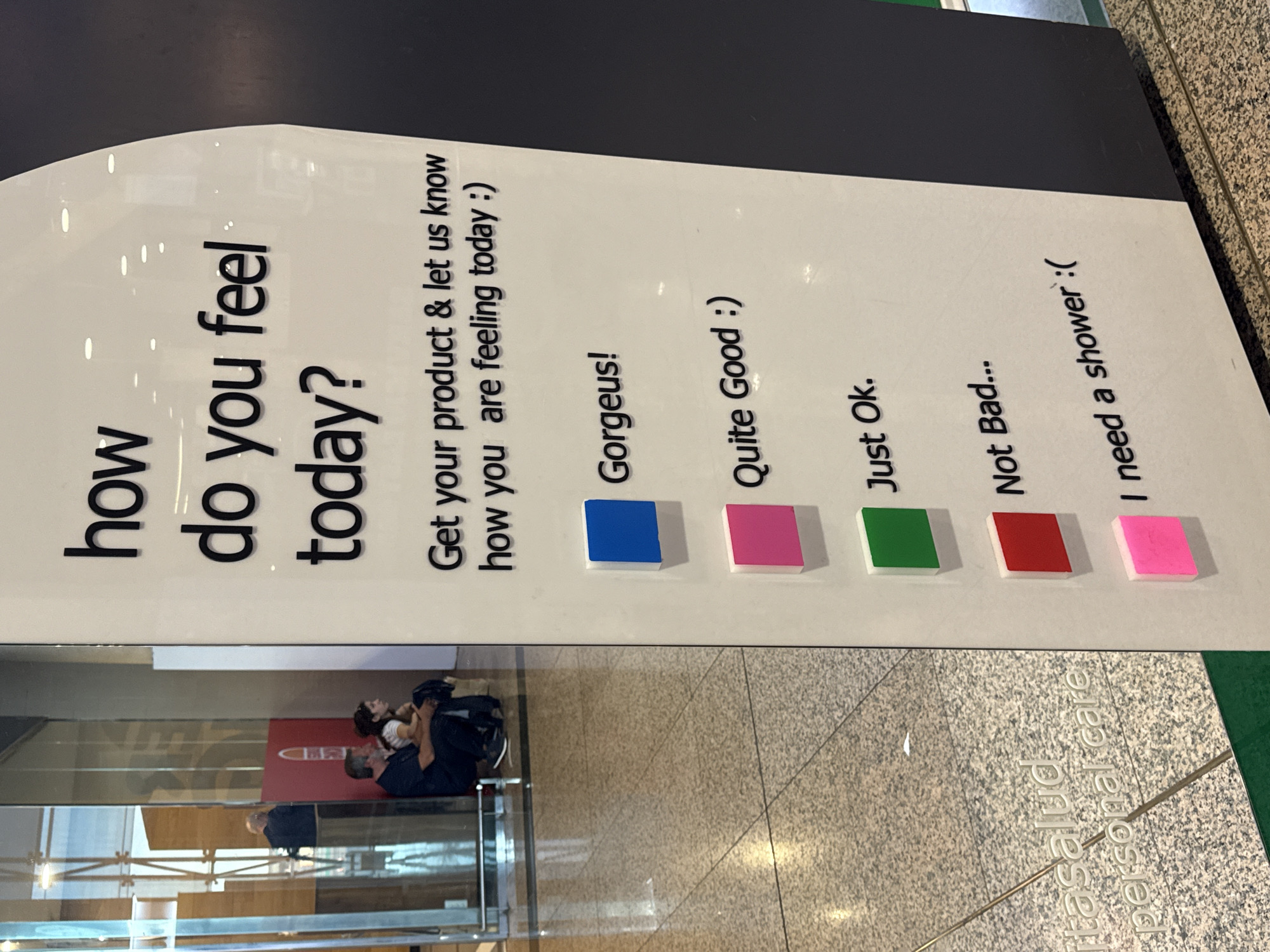 Airport traveler and store mood survey spotted in Barcelona area