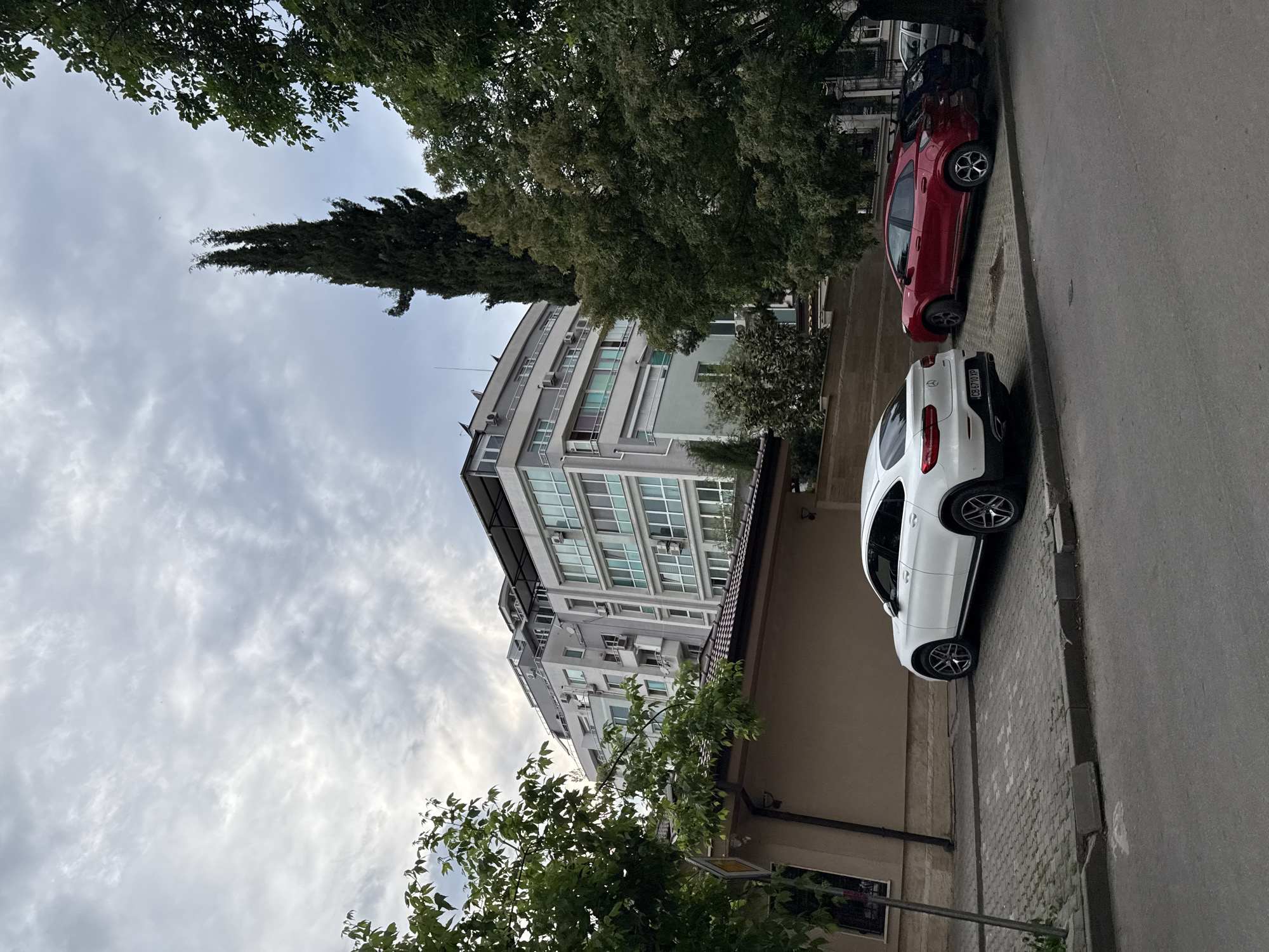 Person documents street scene and self-portrait in Stara Zagora