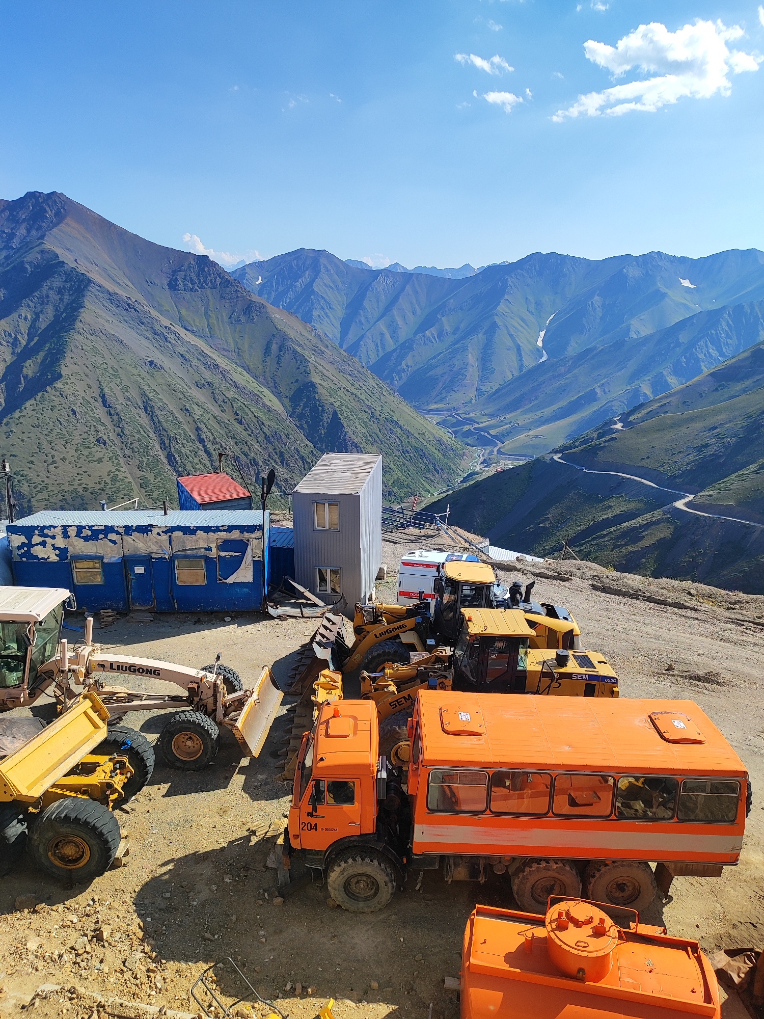 Construction underway in remote Kyrgyz mountain terrain
