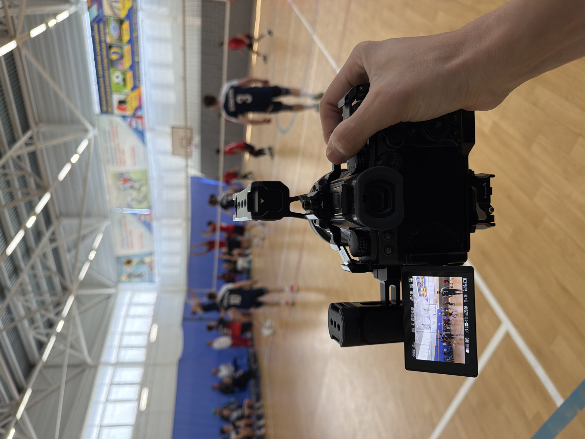 Volleyball match filmed at Bolshaya Murta gymnasium, Russia