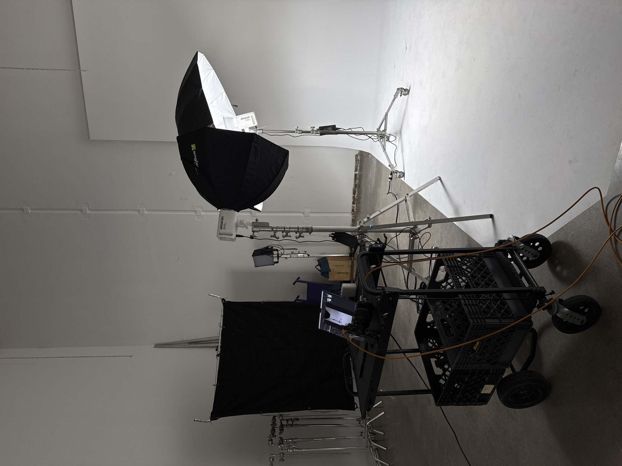 Late-night photography studio session documented in Los Angeles