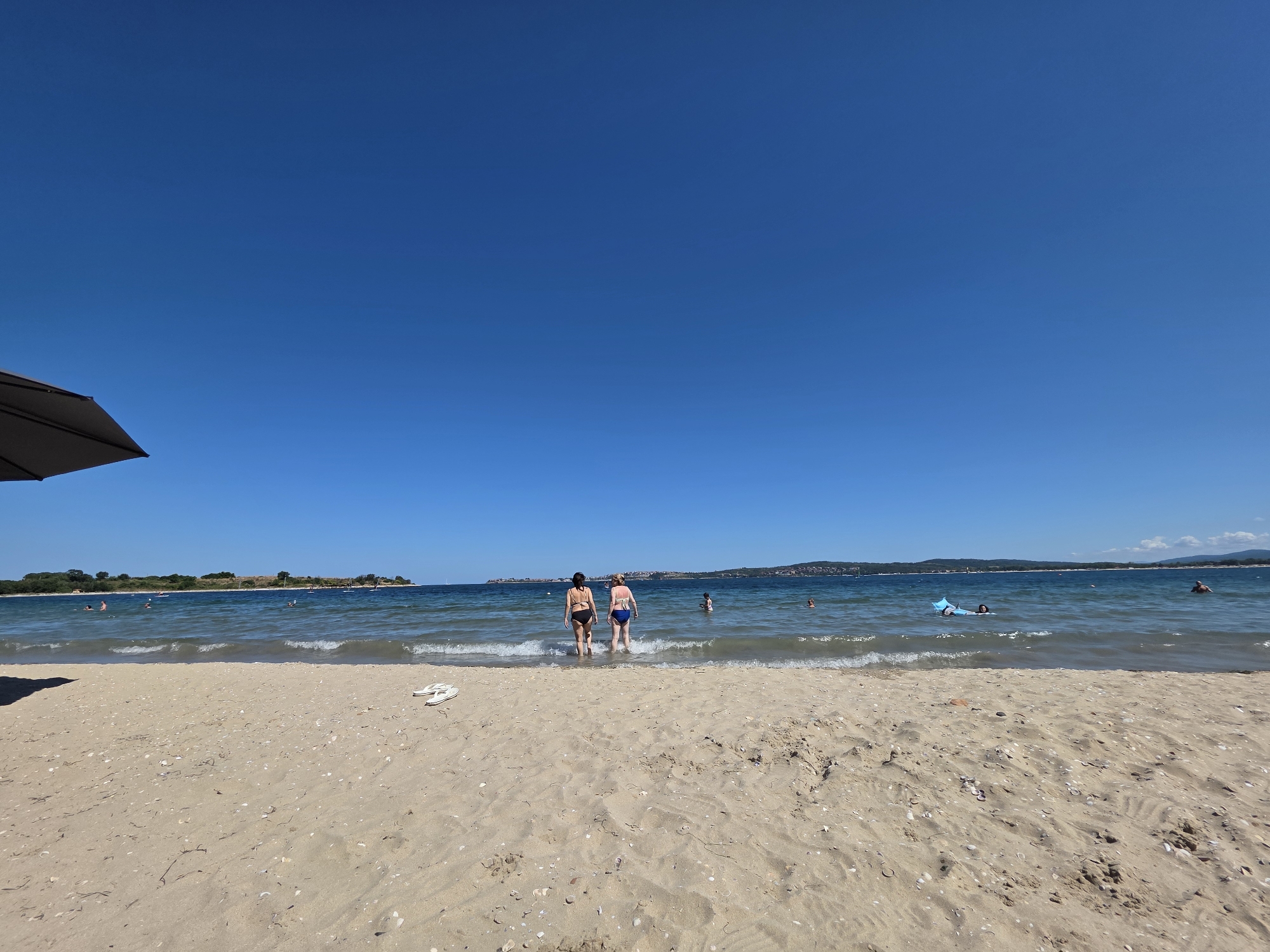 Busy summer afternoon on Chernomorets beach, Black Sea coast