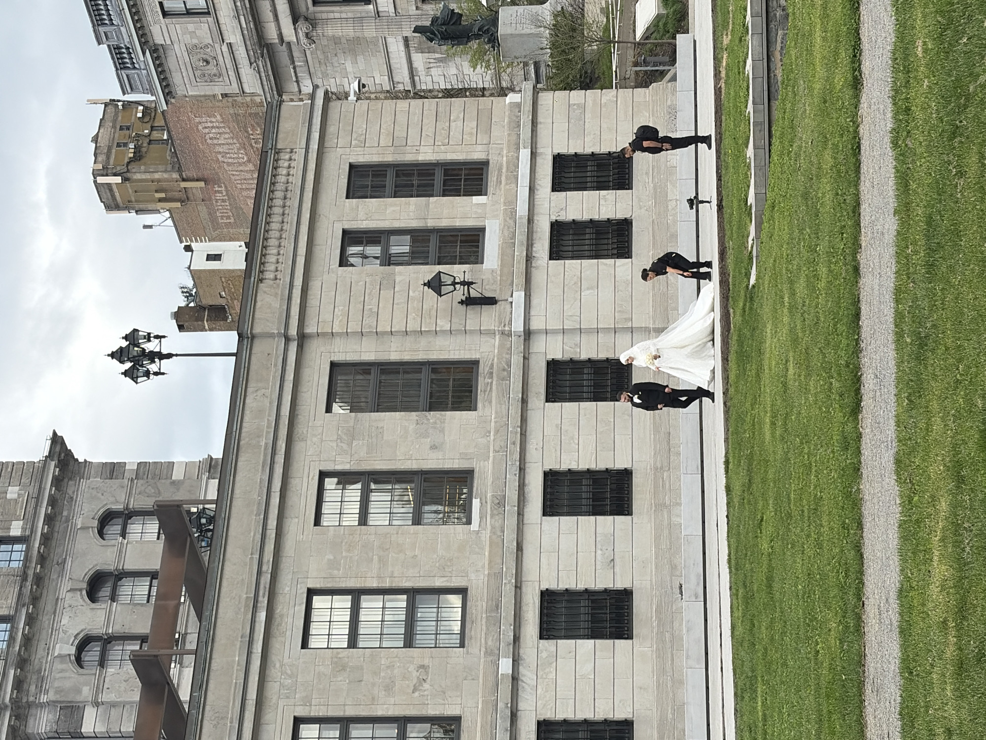 Wedding photoshoot and playful dogs captured in Montreal evening