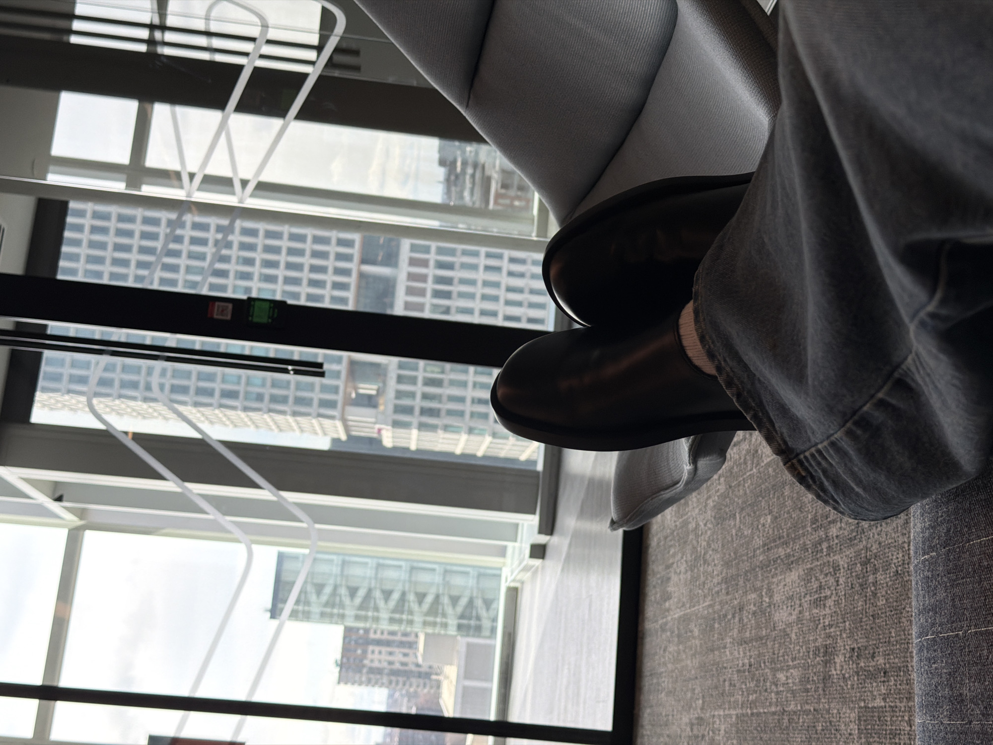 Coffee break captured in Montreal high-rise building