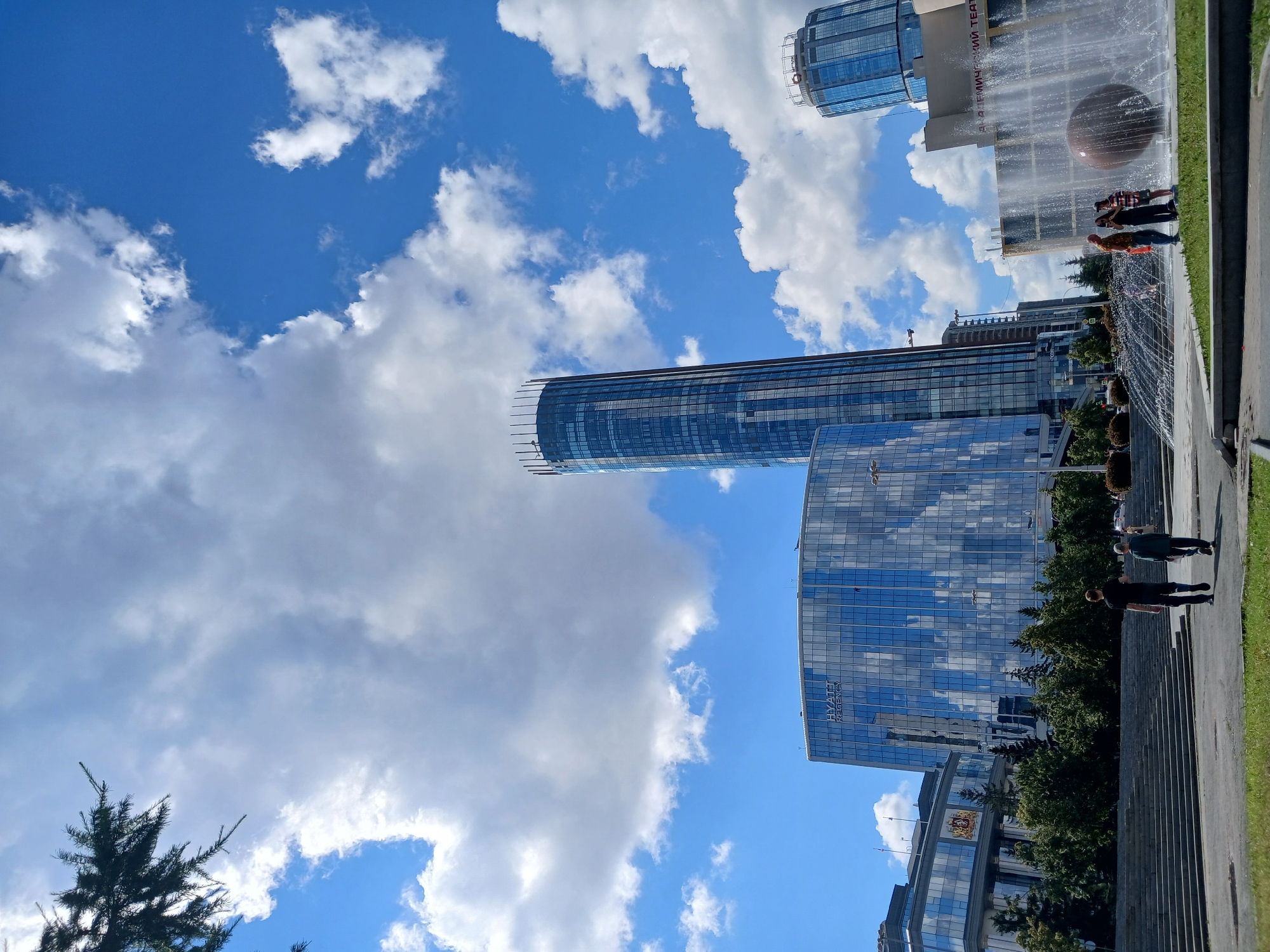 Sunny morning around Yekaterinburg's riverfront and city center