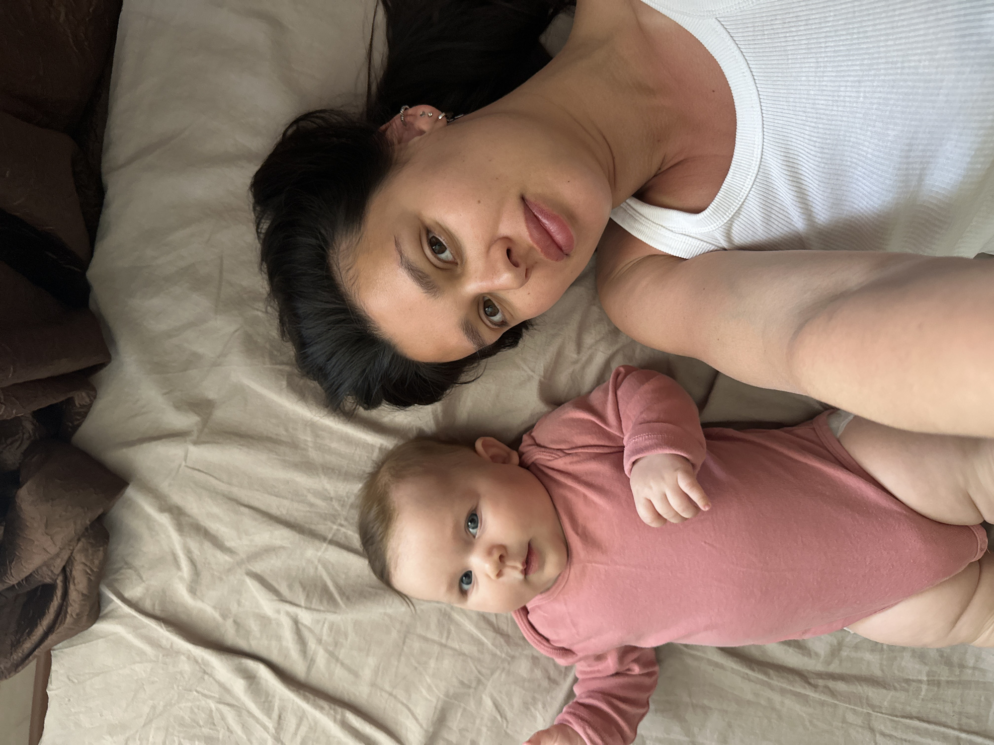 Mother and baby share quiet morning moments in Chaikovsky