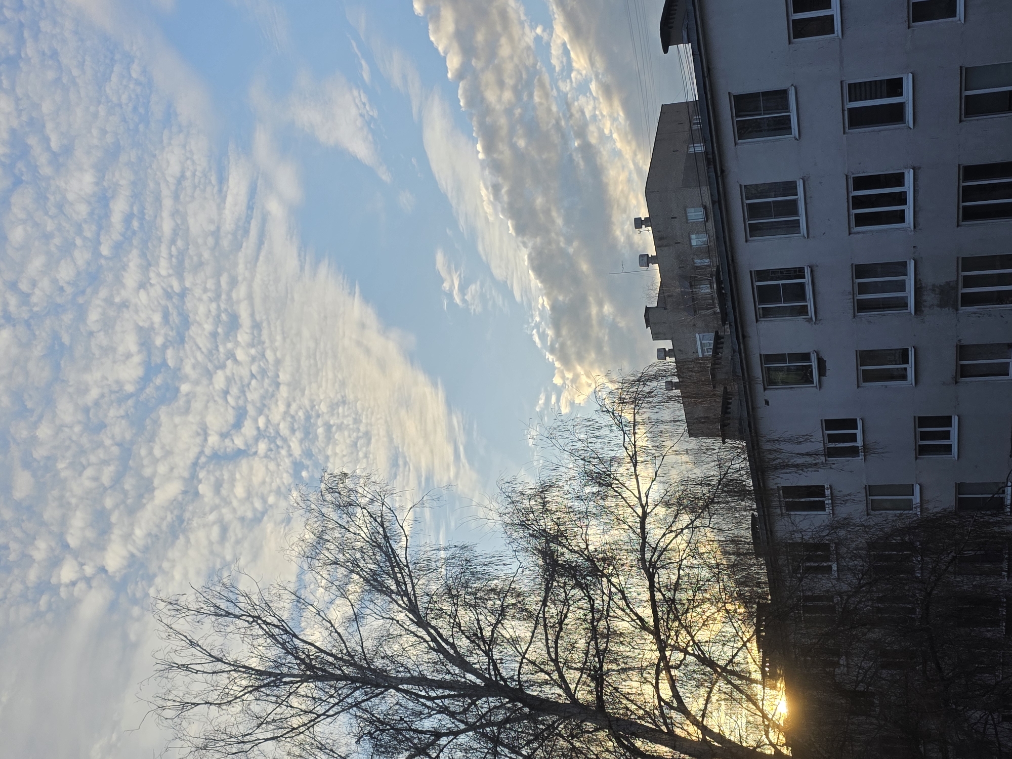 Early morning clouds observed over Chaikovsky, Russia cityscape