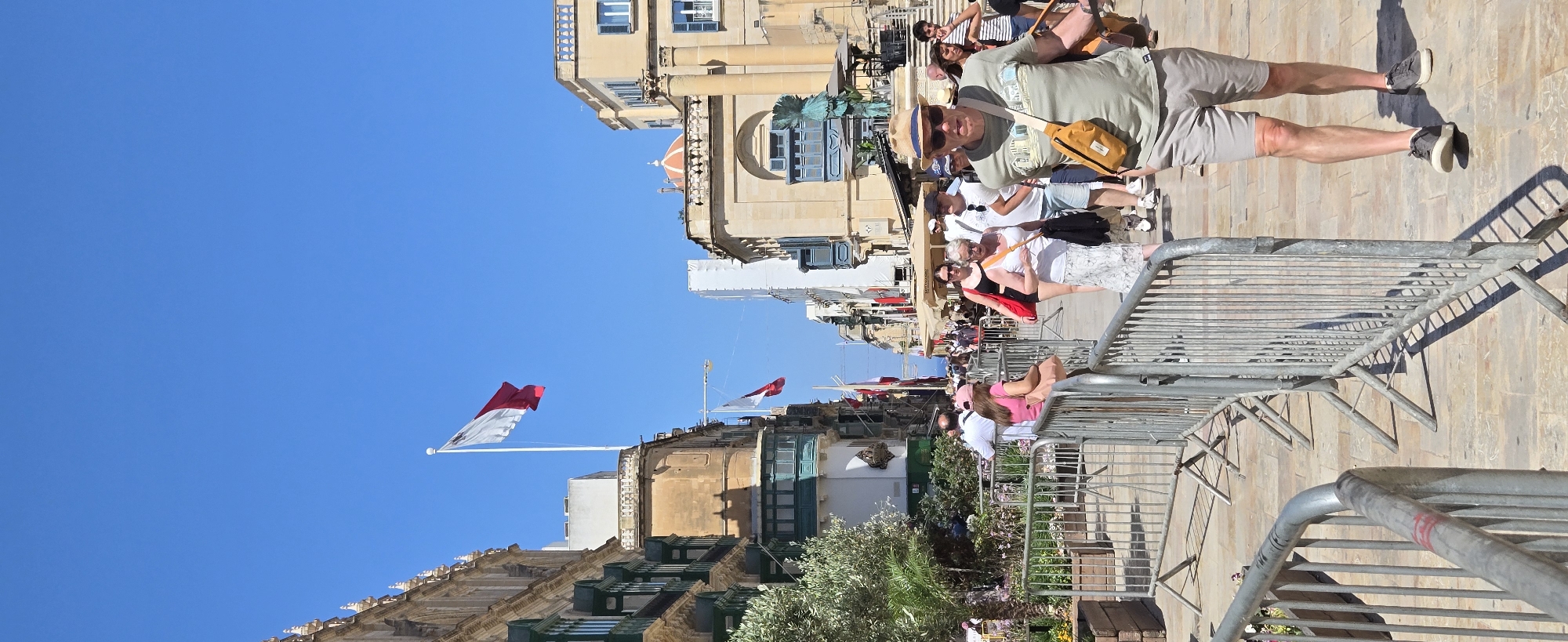 Clear skies over traditional Maltese balconies in Valletta