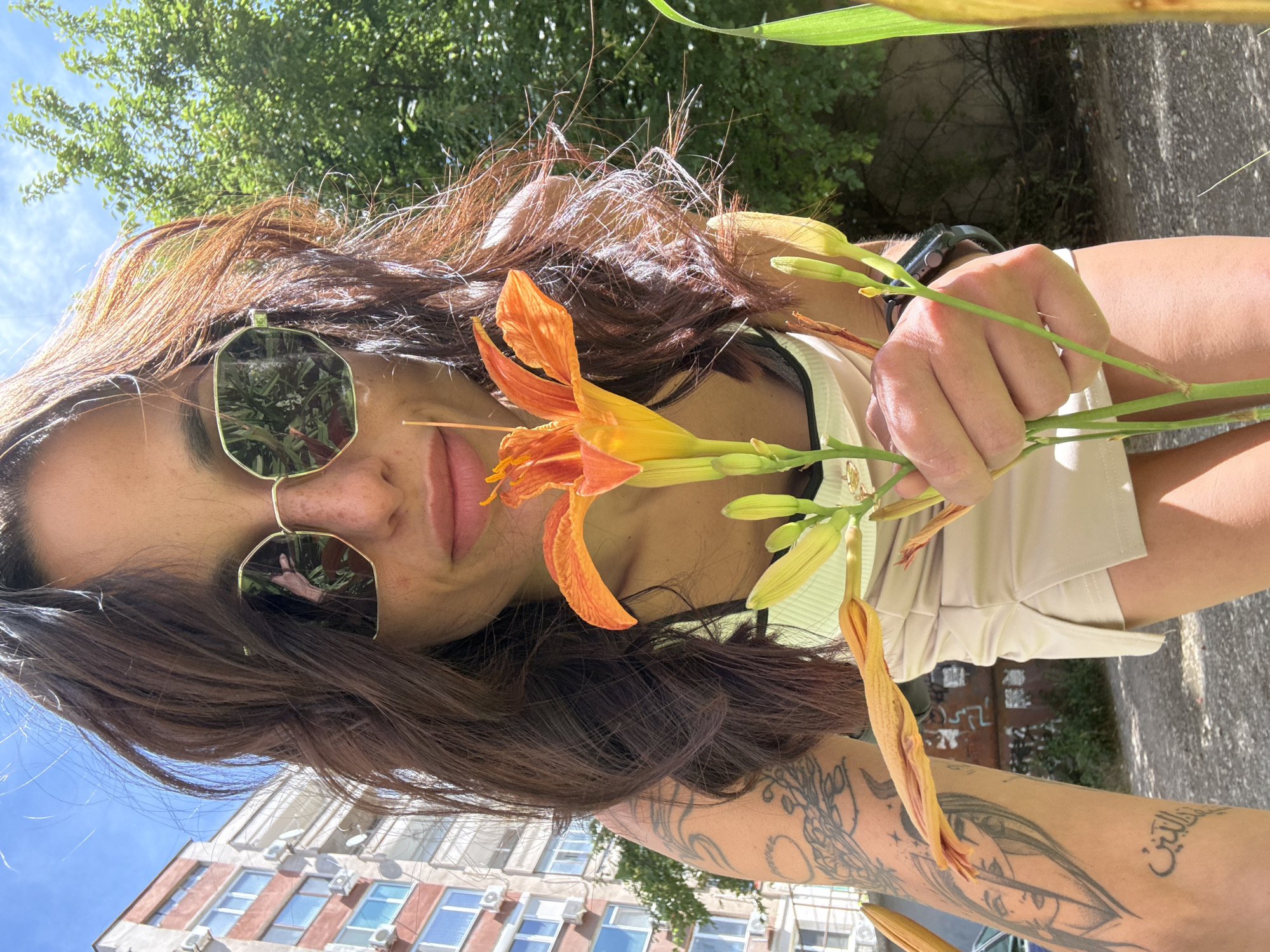 Flower selfies in Pleven, Bulgaria on a June morning