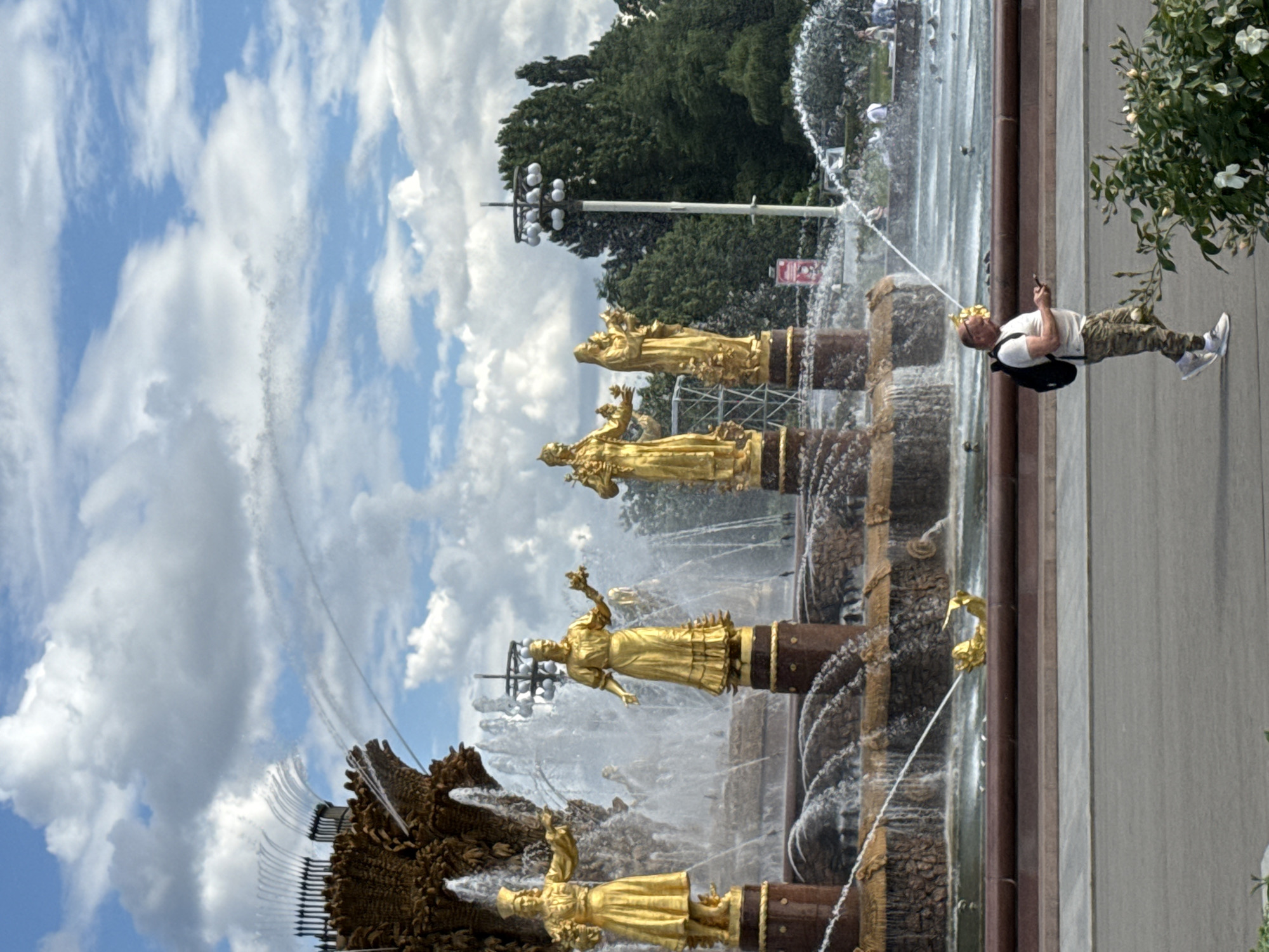 Summer afternoon at VDNKh around the Friendship of Peoples Fountain