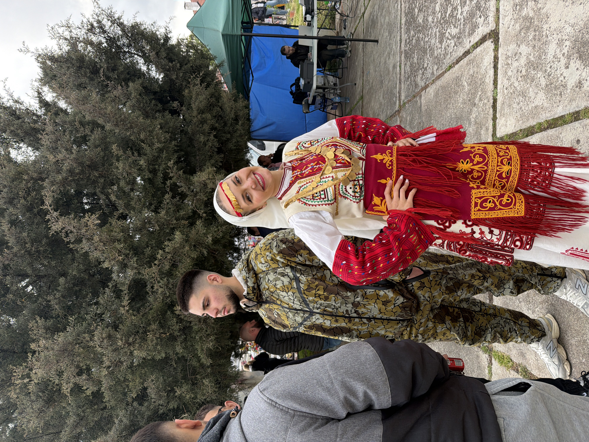 Women in Bulgarian folk costumes documented in Sofia