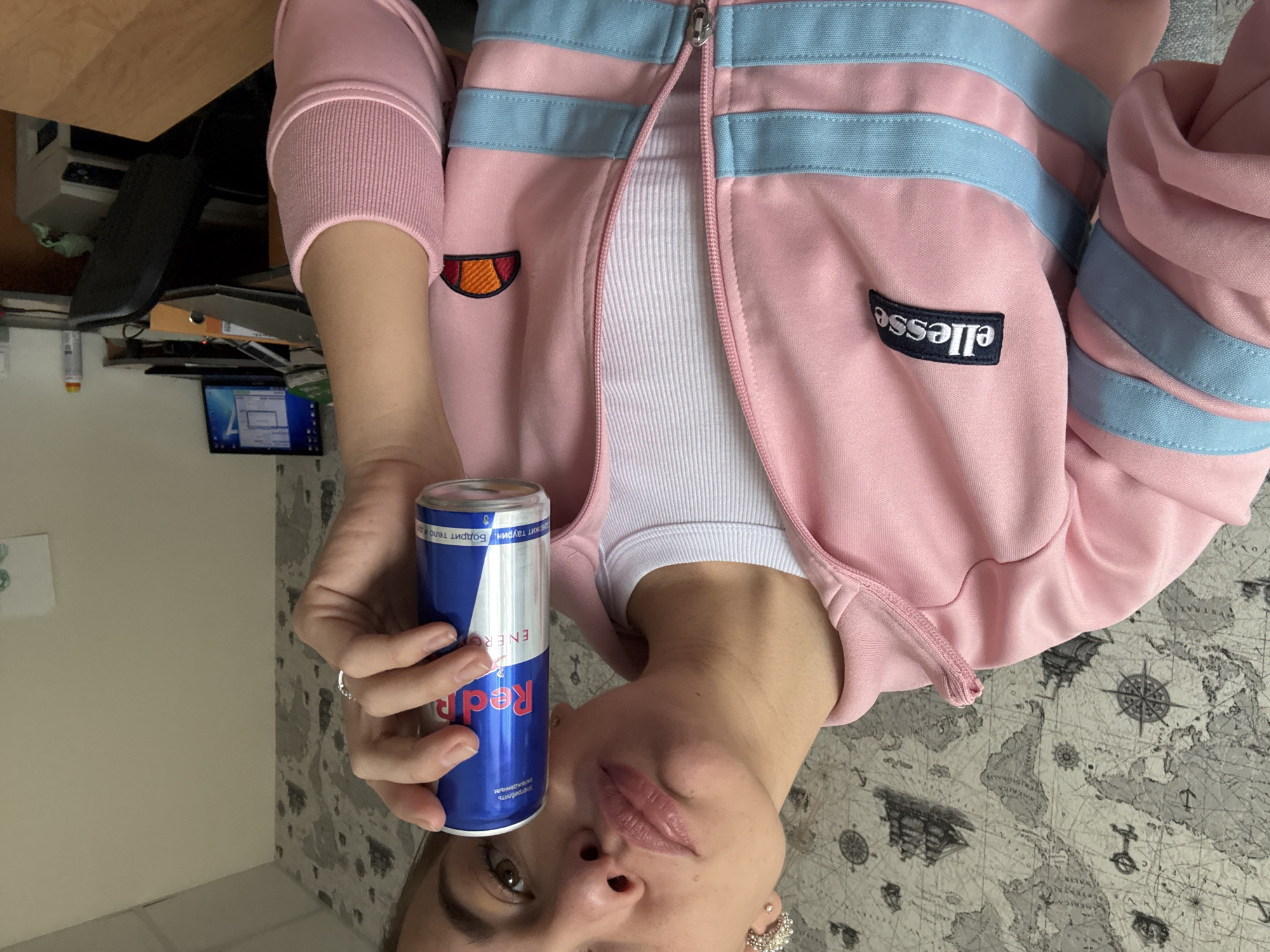Person photographed with energy drink in Ust-Ilimsk, Russia