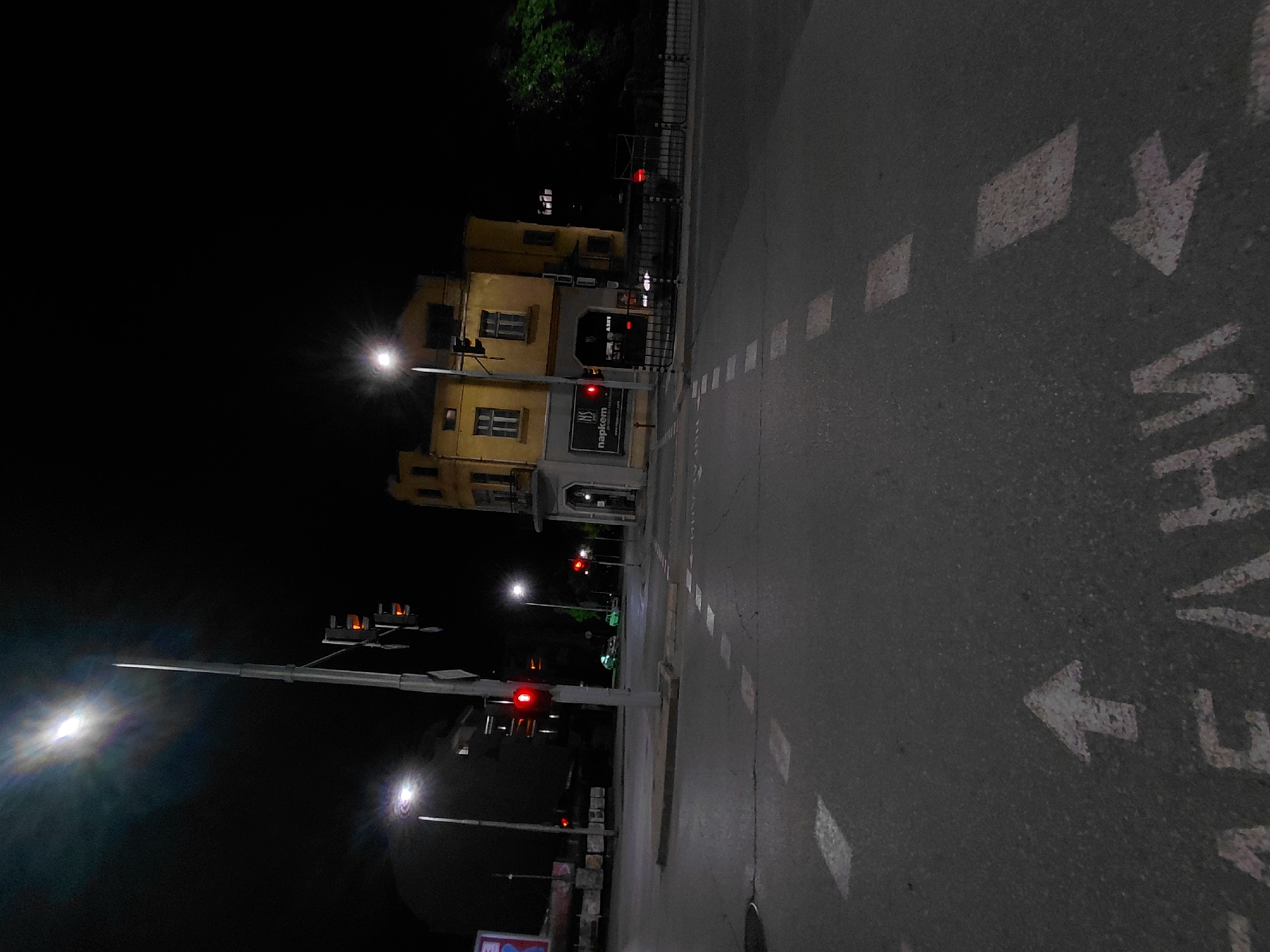 Nighttime street walk documented through central Plovdiv, Bulgaria
