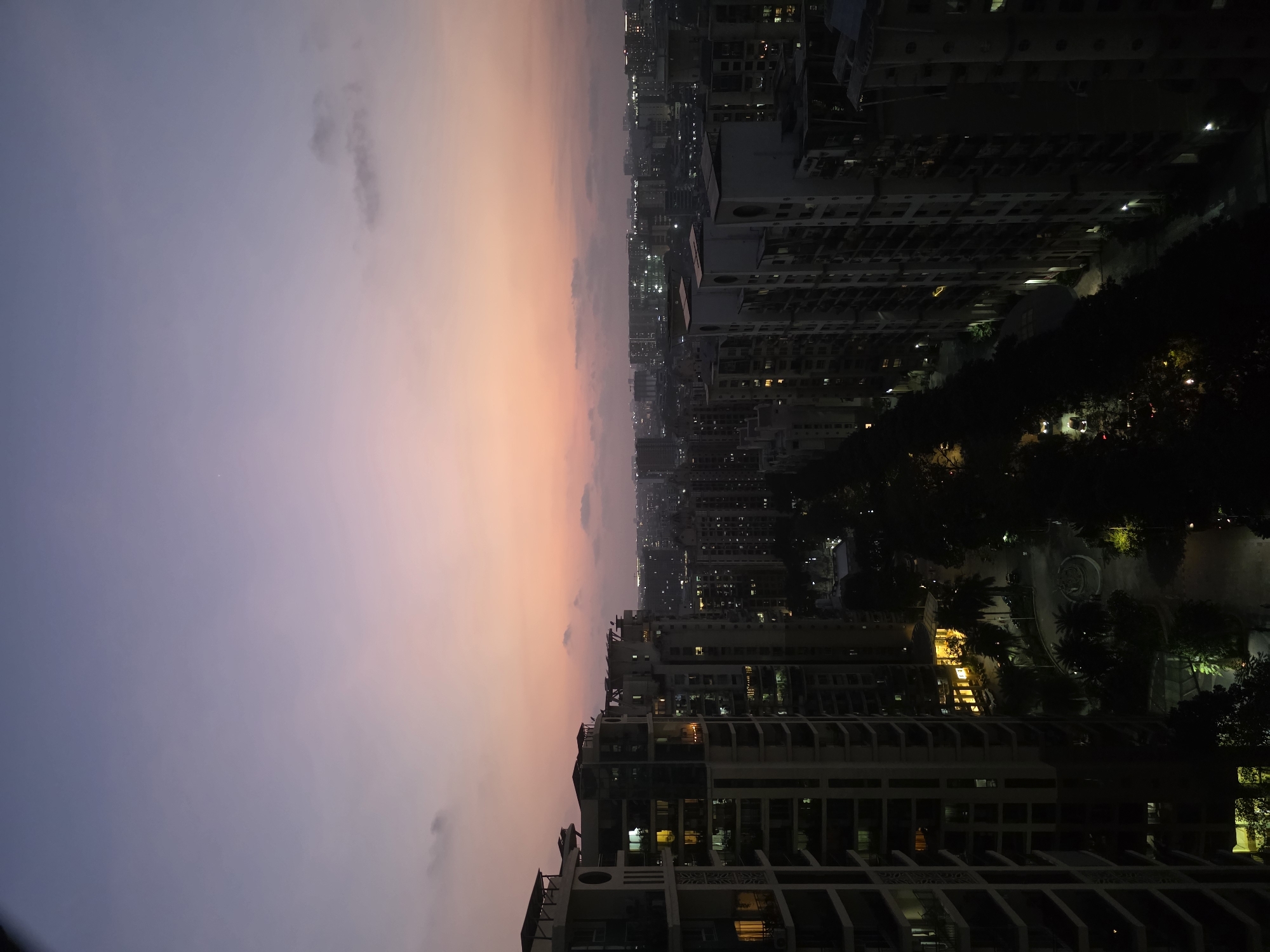 Mumbai skyline observed at dusk with colorful gradient sky