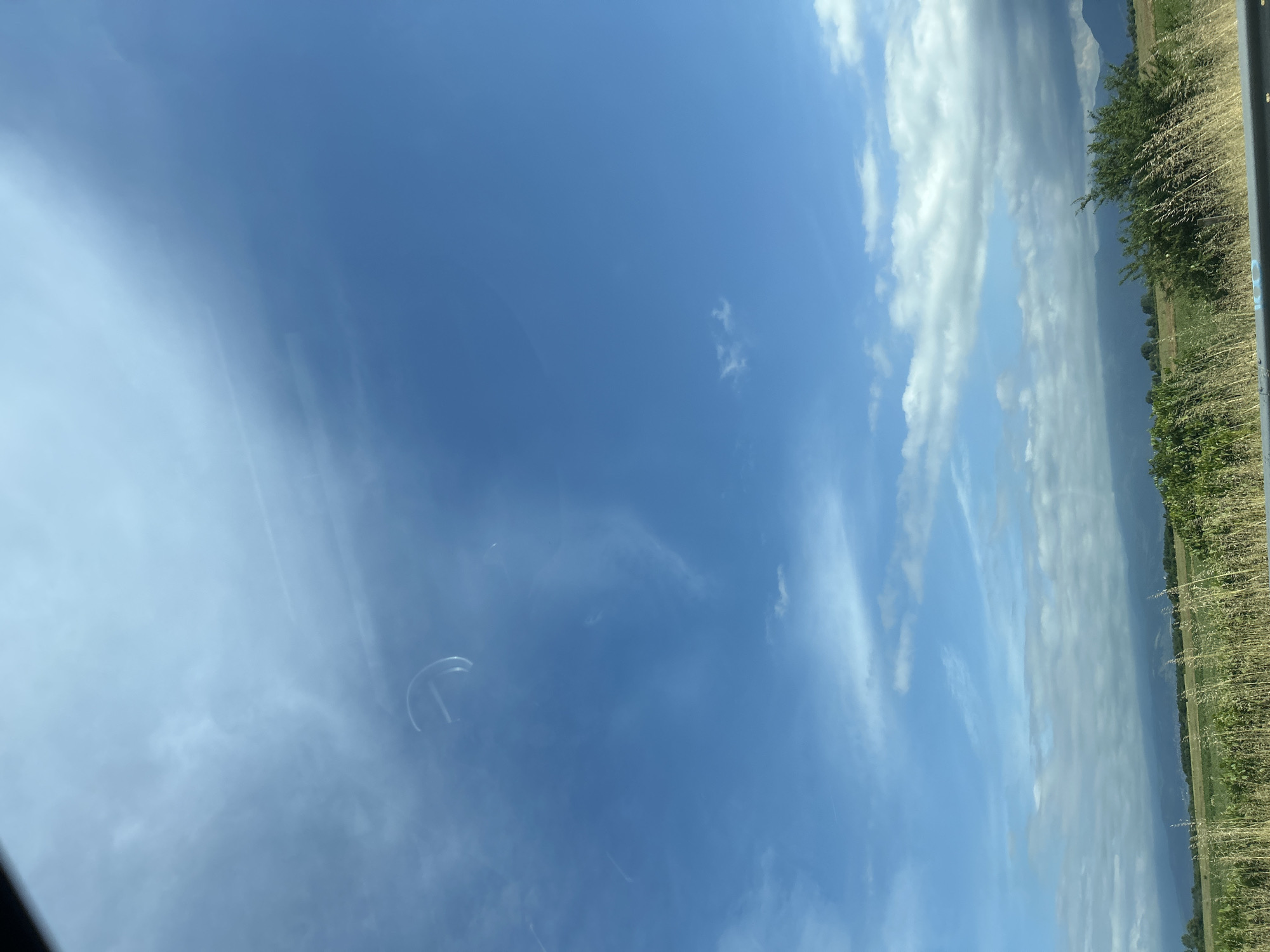 Clear skies photographed from vehicle in Malo Konare, Bulgaria