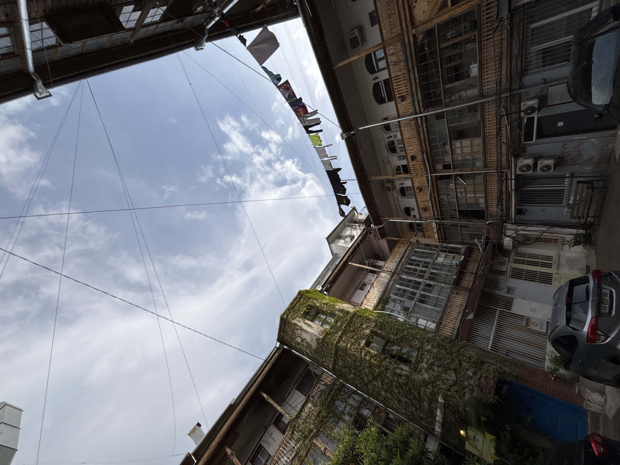 Urban courtyard view captured in old Tbilisi neighborhood