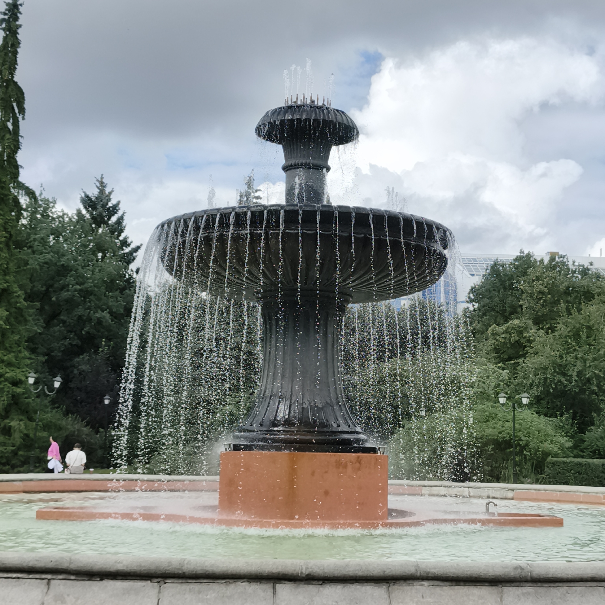 Ornate tiered fountain in a Yekaterinburg public park