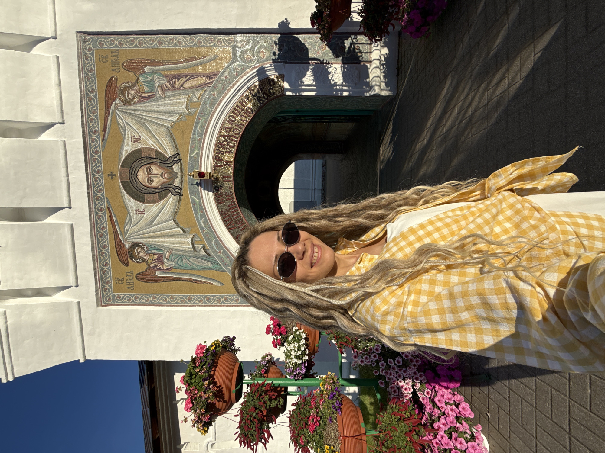 Tourist photographs historic sites and wildlife in Rusanovo, Russia