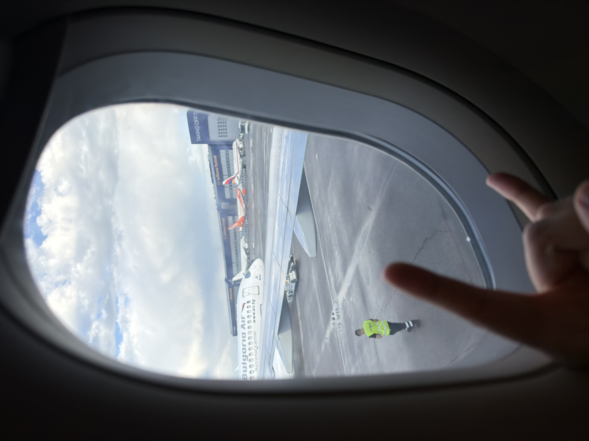 Airplane passenger captures Bulgaria Air ground operations at Sofia Airport
