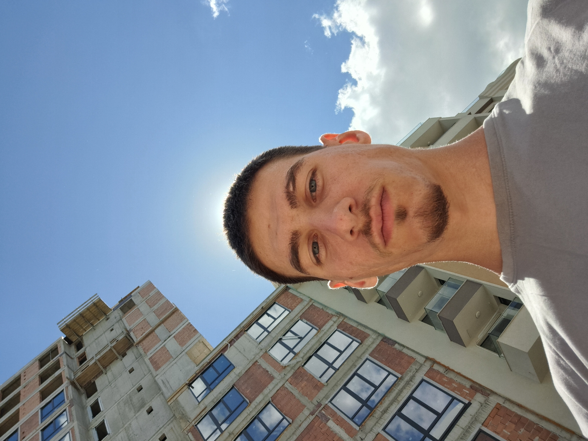 Man documents himself at Sofia construction site